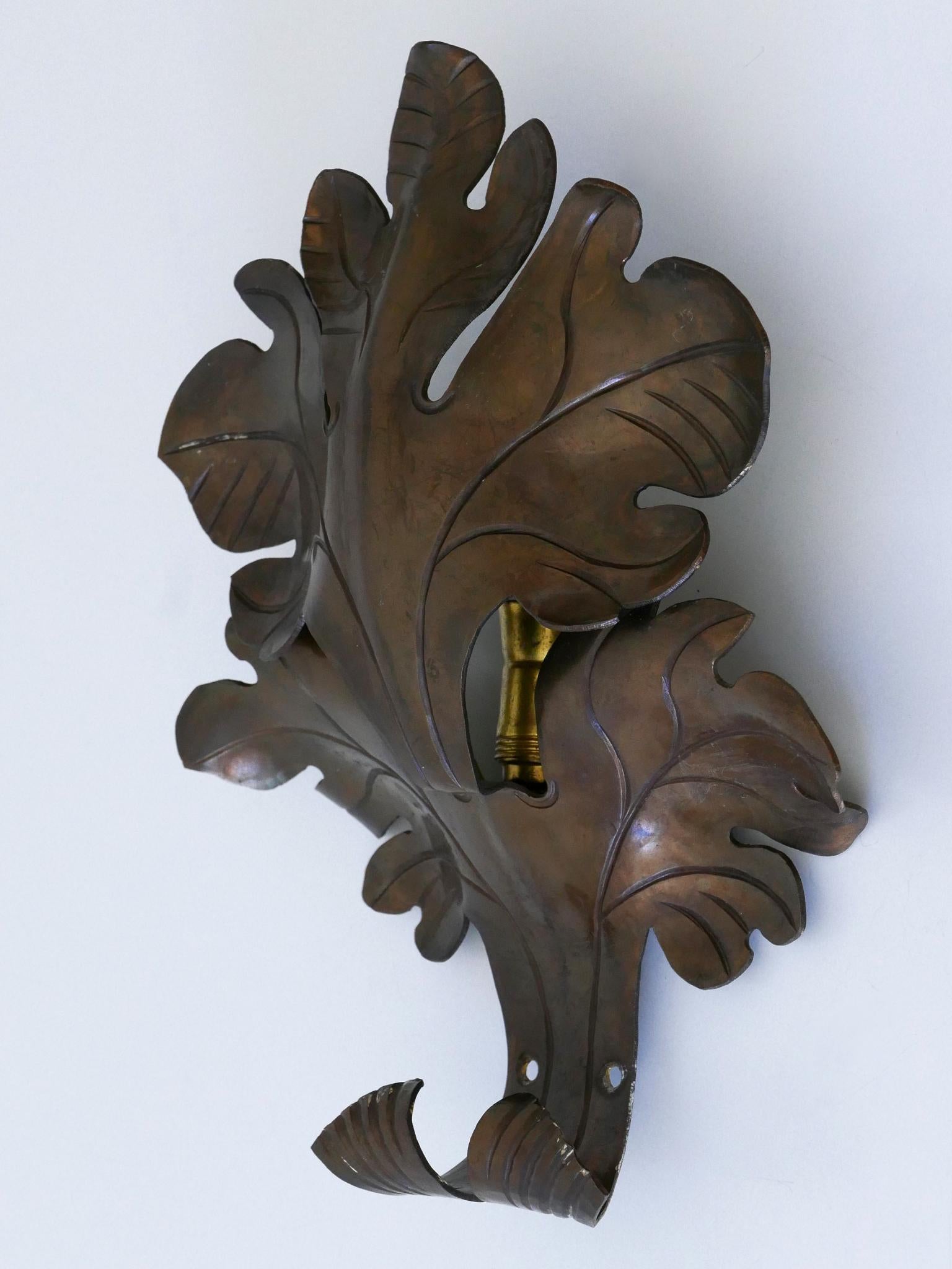 Graziosa lampada da parete o sconce in ottone a foglie di Oak della metà del secolo scorso, Germania 1960 in vendita 1