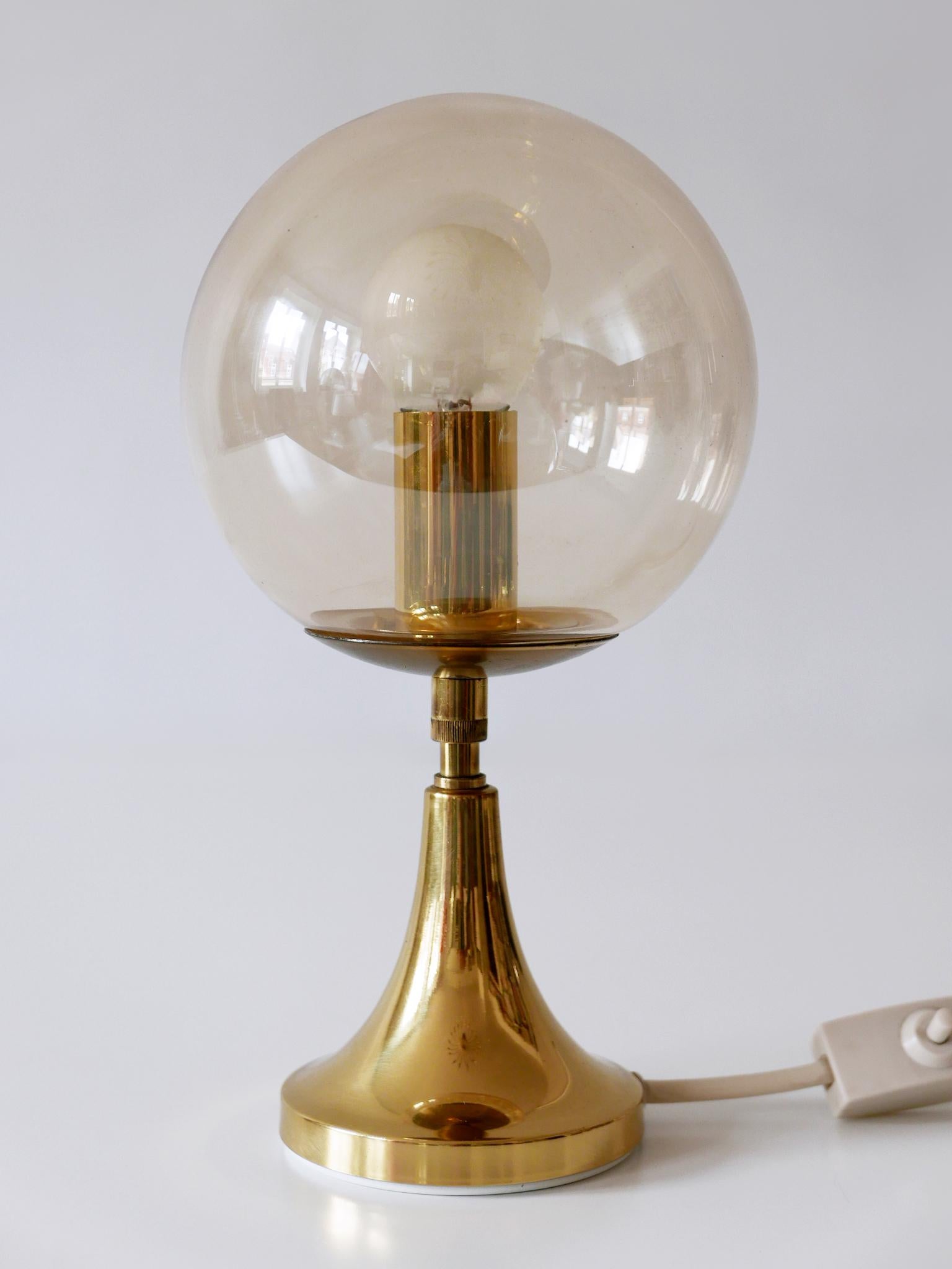 Glass Lovely Mid-Century Modern Brass Table Lamp by Sölken Leuchten, Germany, 1960s For Sale
