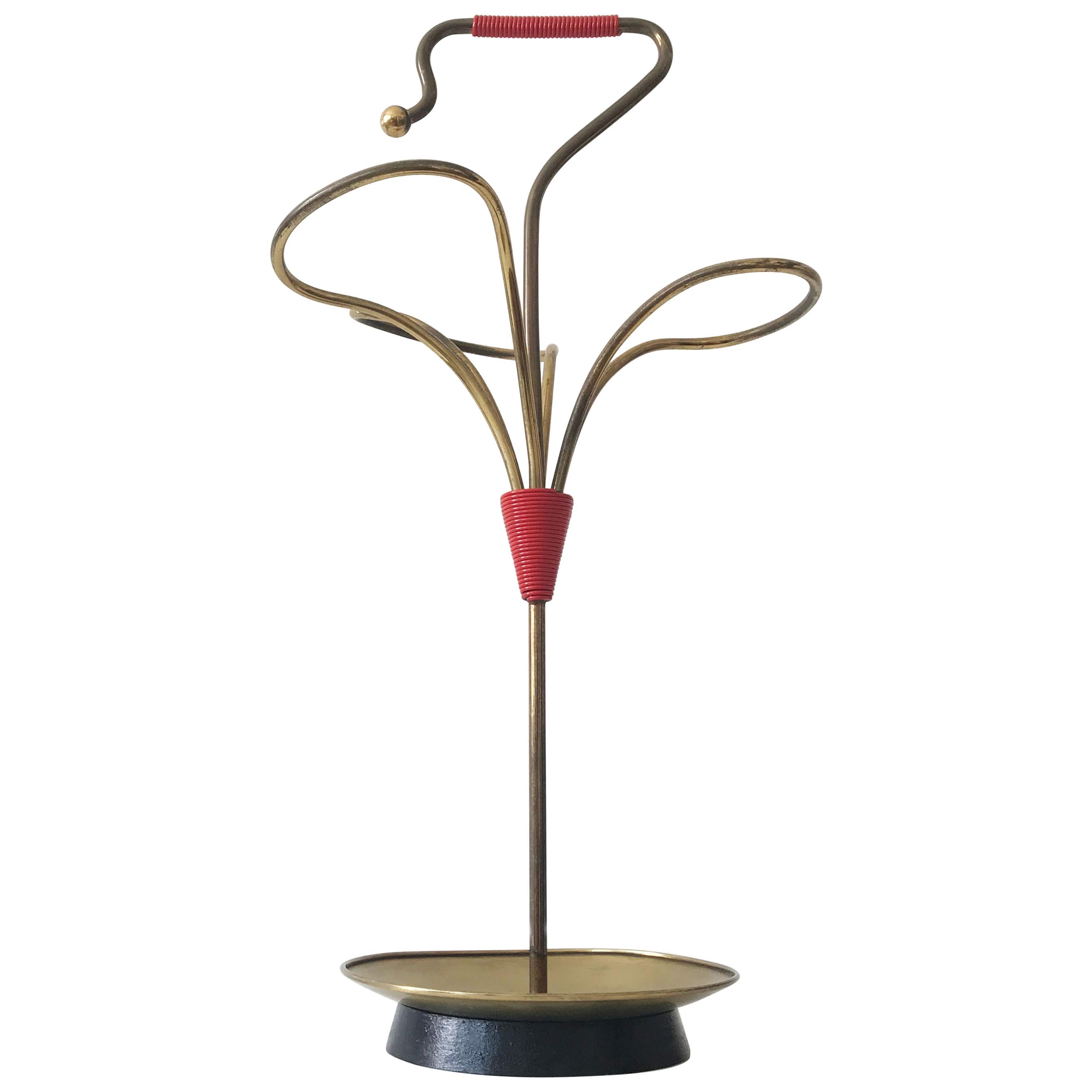 Lovely Mid-Century Modern Brass Umbrella Stand, 1950s, Austria For Sale