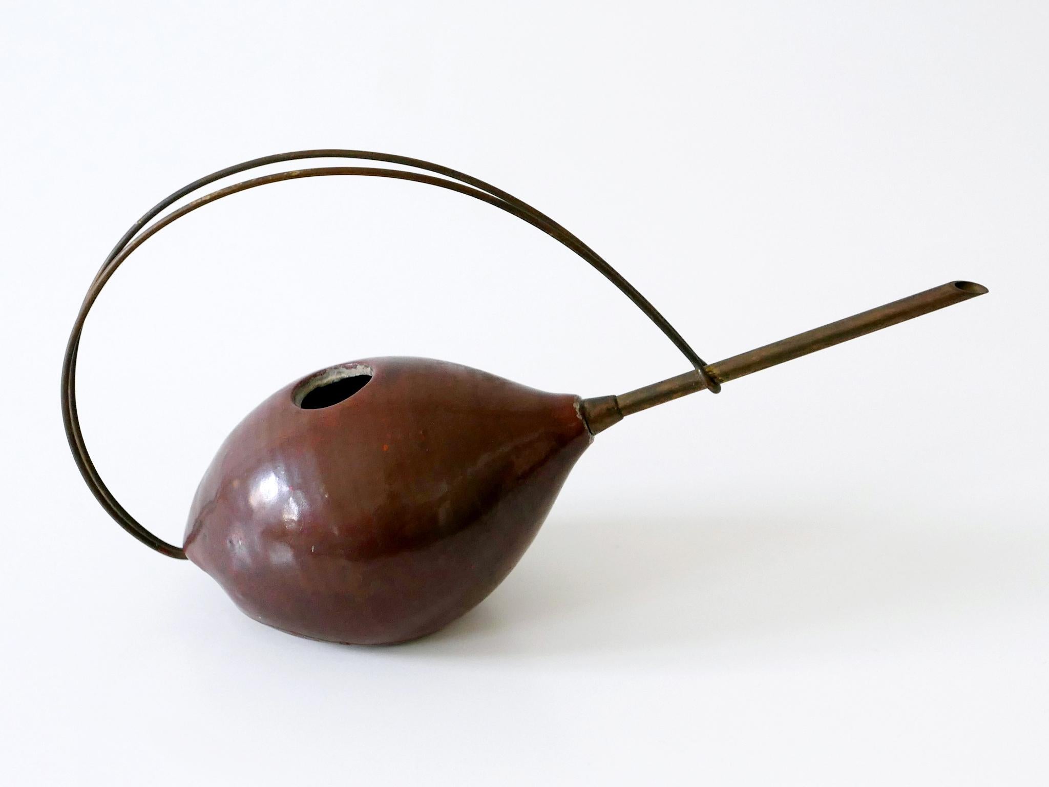 Mid-20th Century Lovely Mid-Century Modern Ceramic and Brass Watering Can, 1950s, Germany For Sale