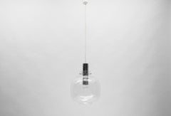 Lovely Mid Century Modern Chrome & Glass Pendant Lamp, 1960s Germany