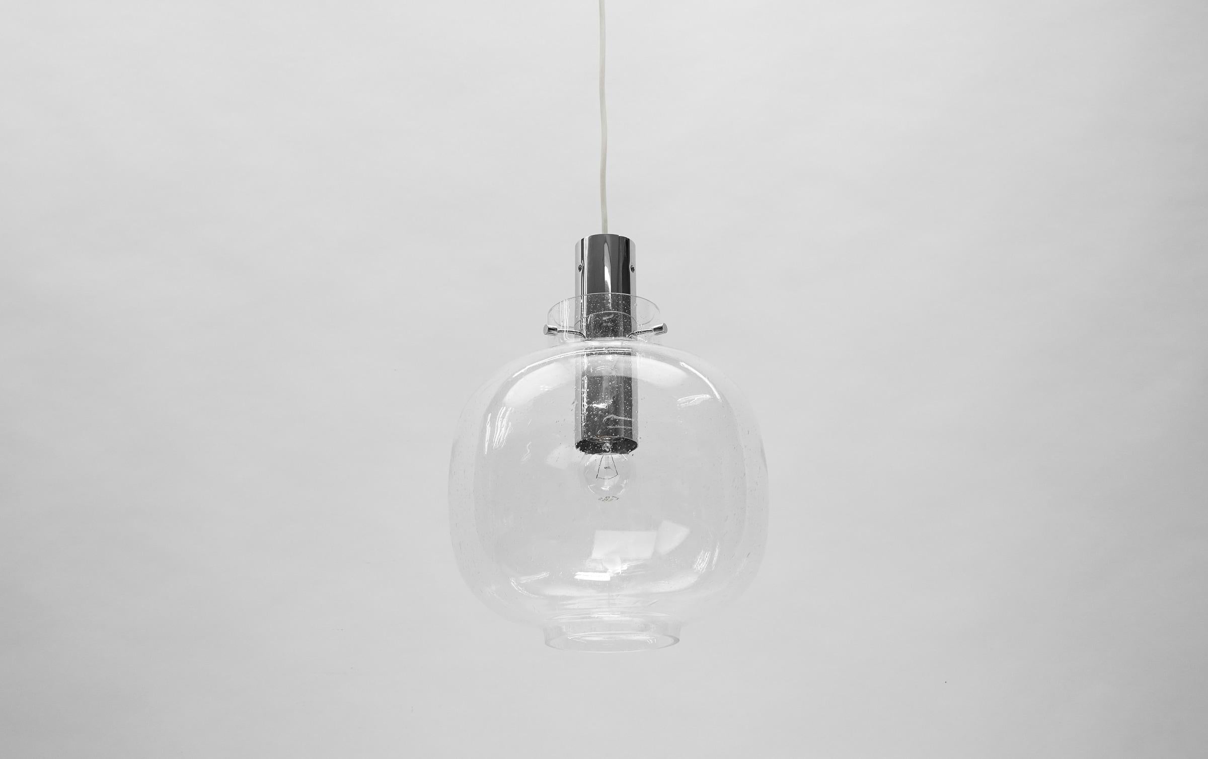 Lovely Mid Century Modern Chrome & Glass Pendant Lamp, 1960s Germany For Sale 1