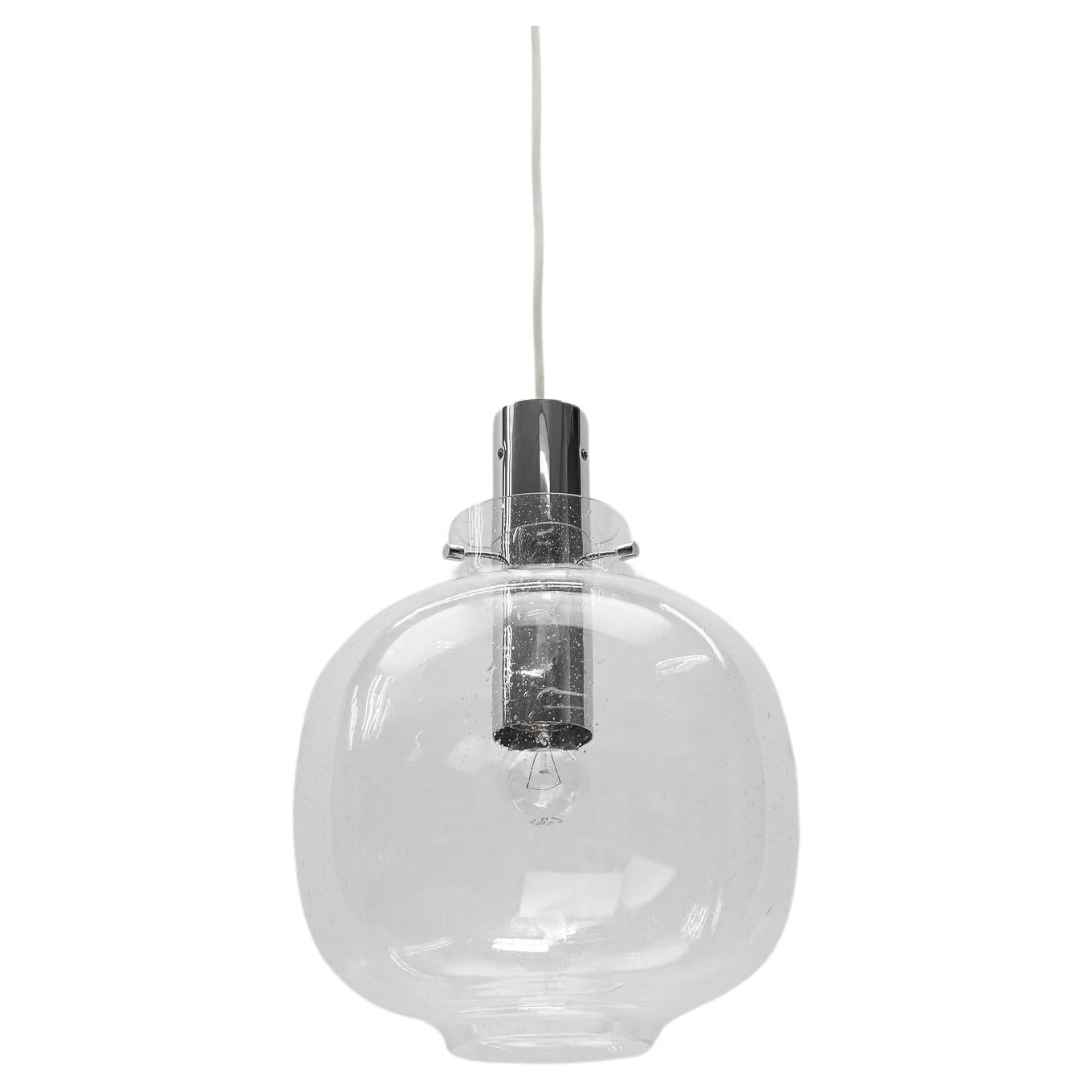Lovely Mid Century Modern Chrome & Glass Pendant Lamp, 1960s Germany For Sale