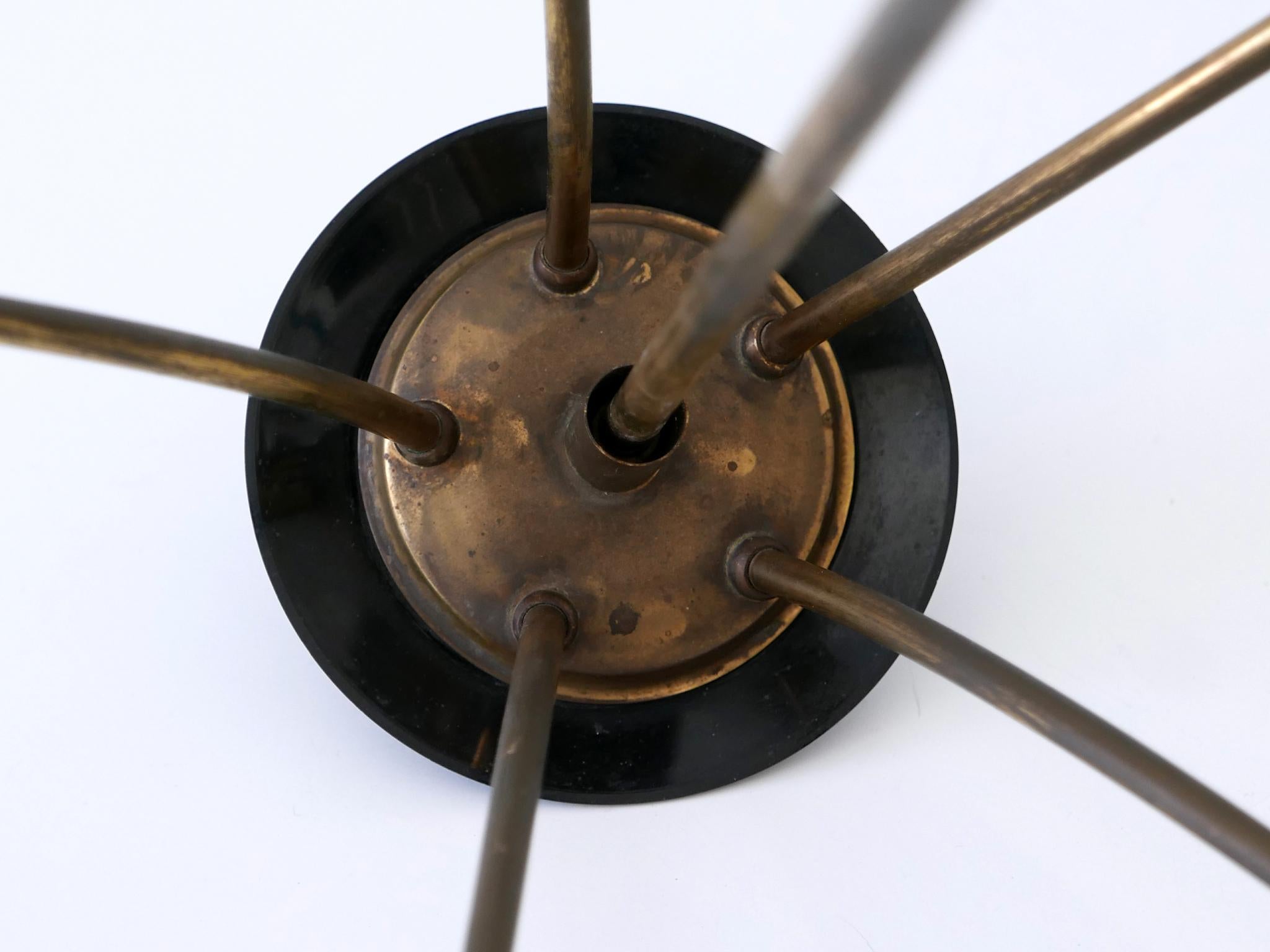 Grazioso lampadario o lampada a sospensione a cinque braccia della modernità di metà secolo, Germania, anni '50 in vendita 11