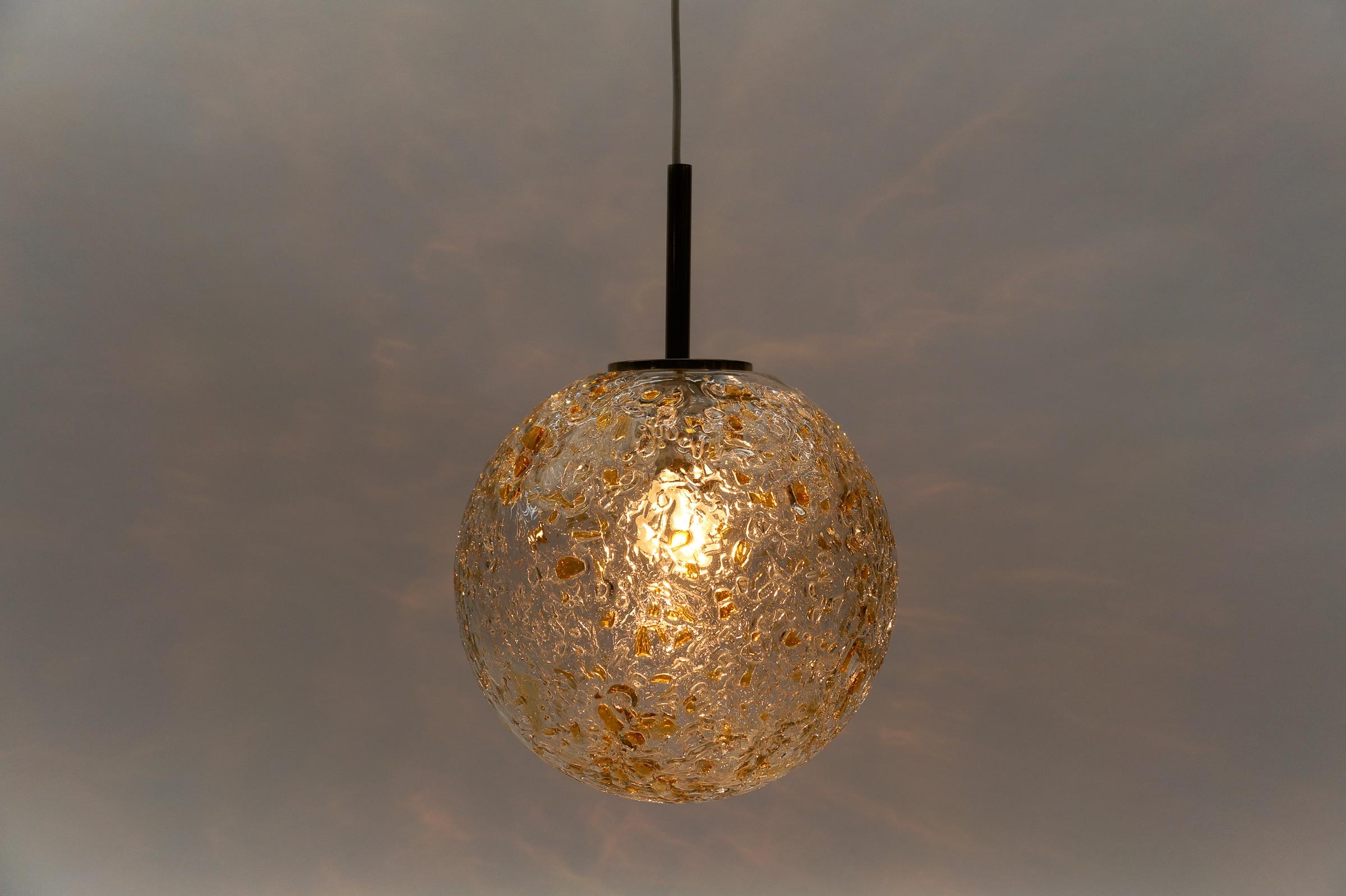 Metal Lovely Mid-Century Modern Glass Ball Pendant Lamp by Doria, 1960s Germany For Sale