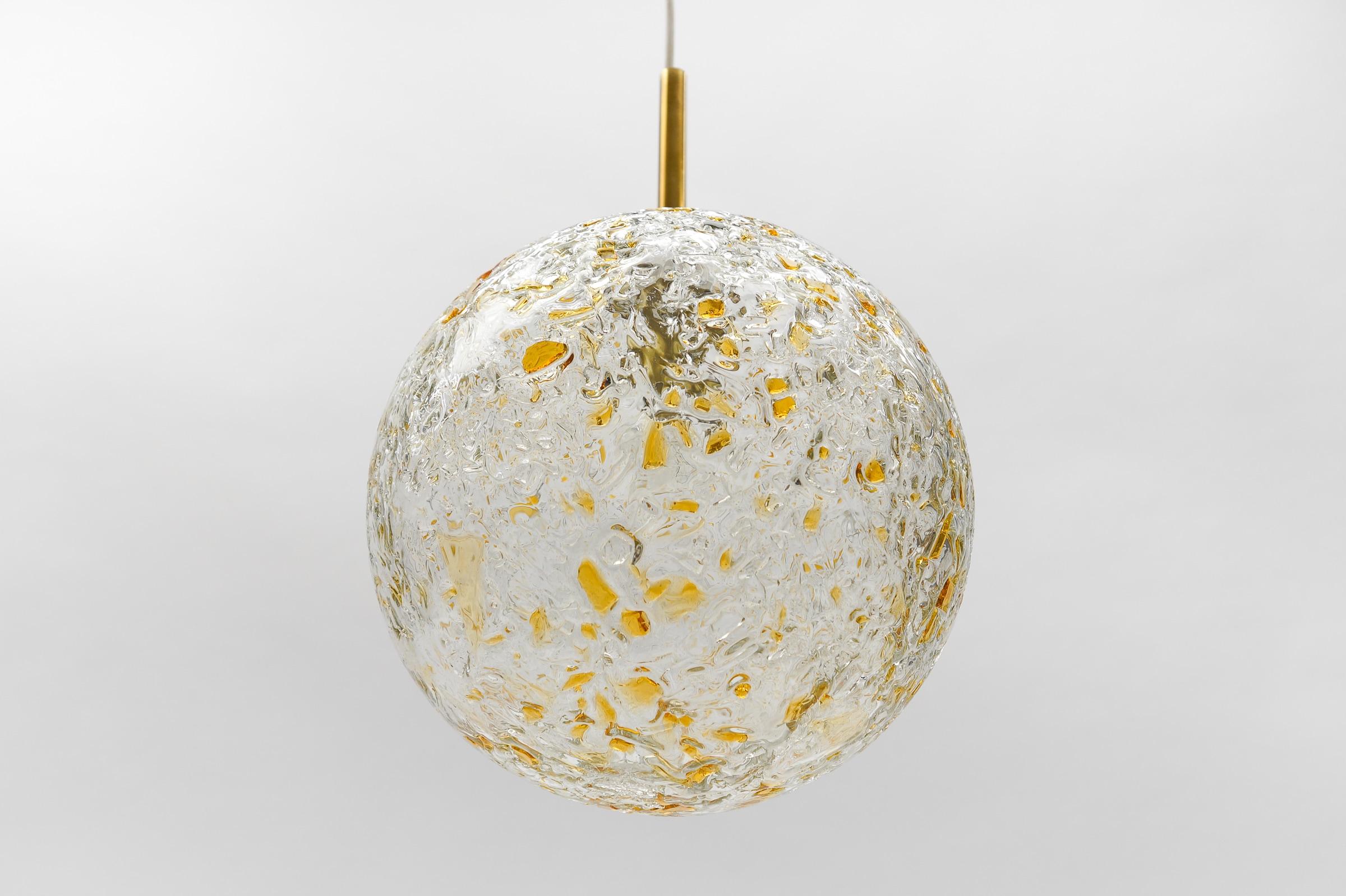 Lovely Mid-Century Modern Glass Ball Pendant Lamp by Doria, 1960s Germany For Sale 1