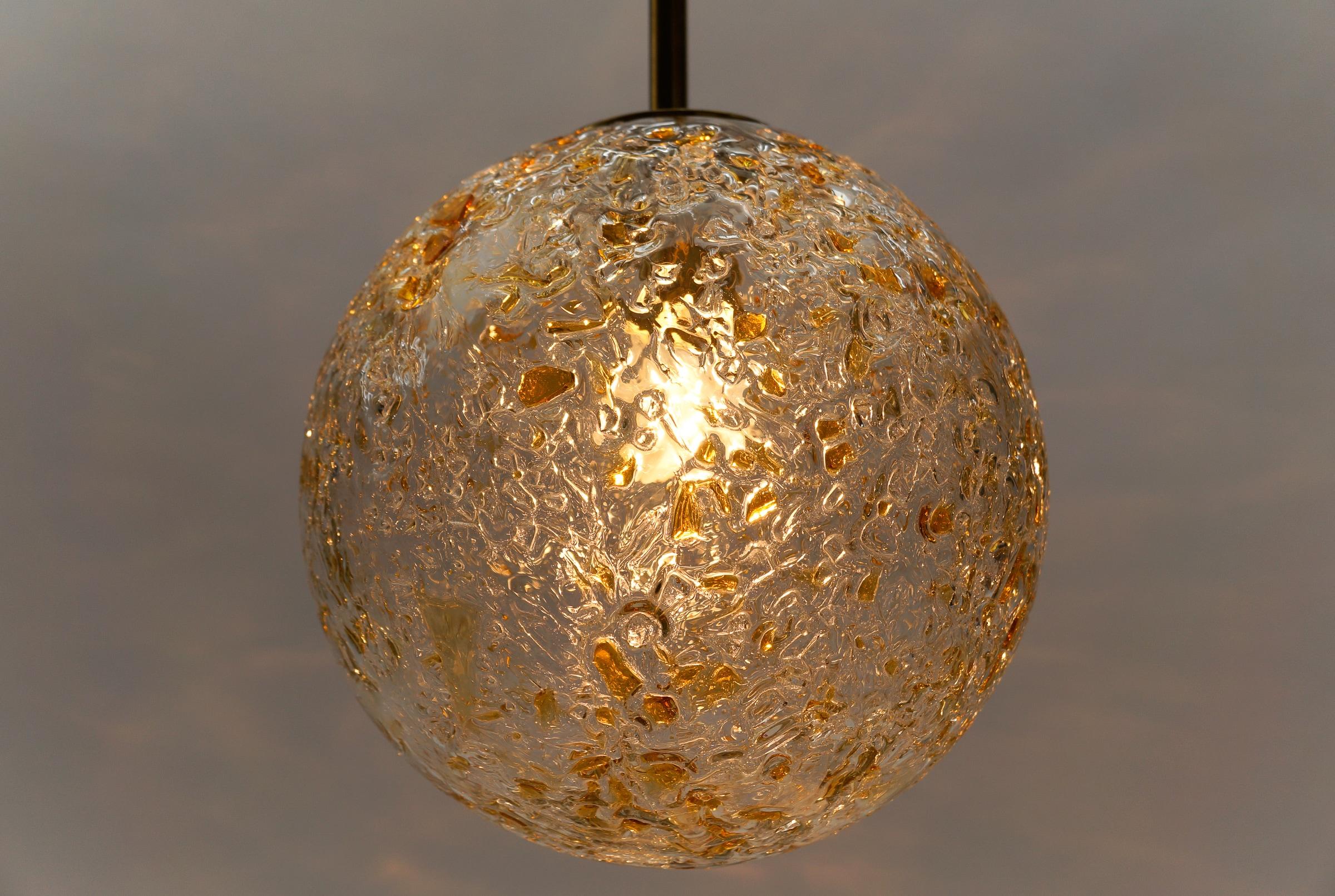 Lovely Mid-Century Modern Glass Ball Pendant Lamp by Doria, 1960s Germany For Sale 2