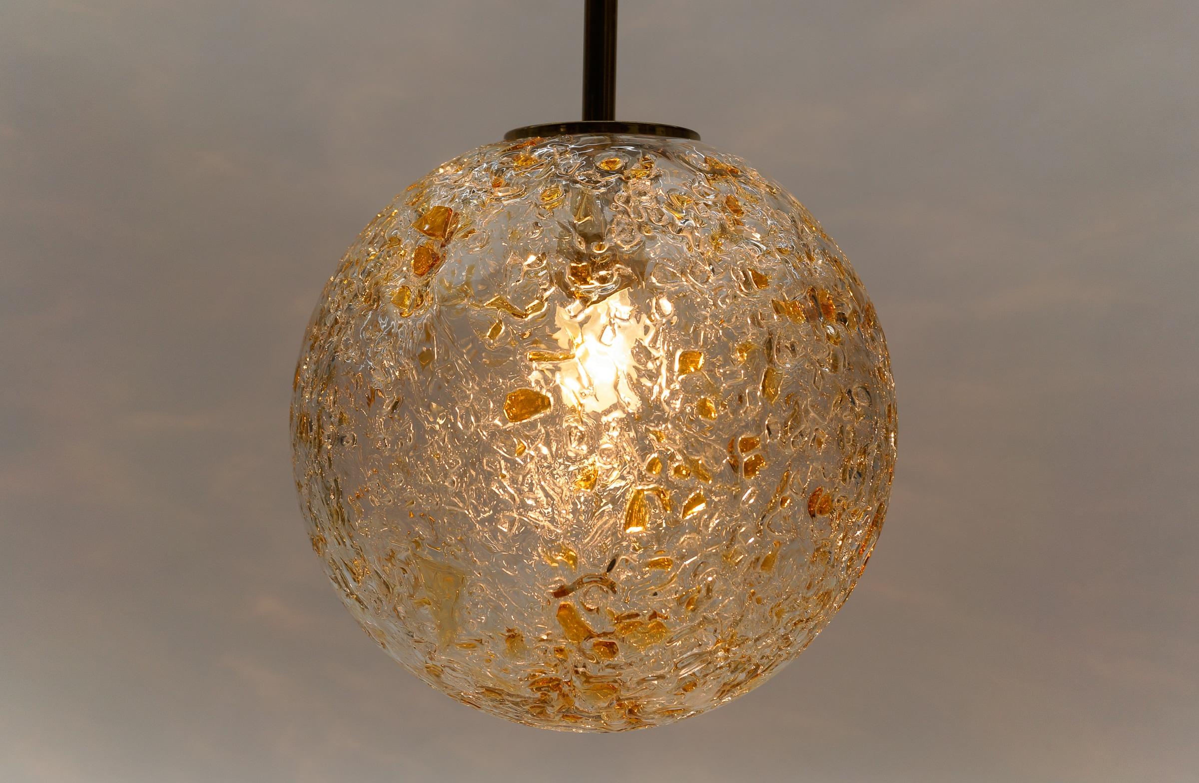 Lovely Mid-Century Modern Glass Ball Pendant Lamp by Doria, 1960s Germany For Sale 4