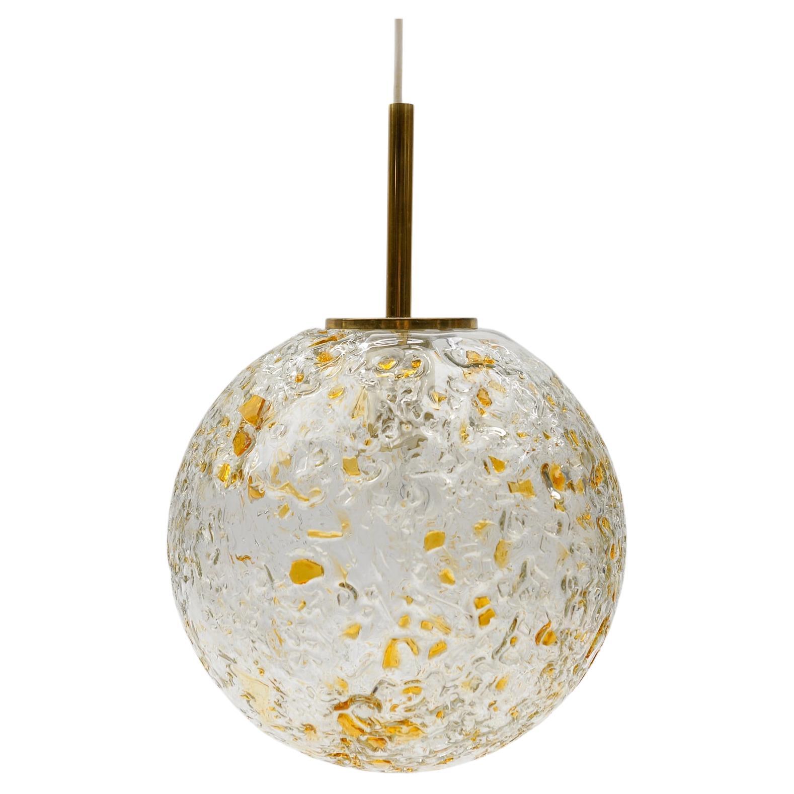 Lovely Mid-Century Modern Glass Ball Pendant Lamp by Doria, 1960s Germany For Sale