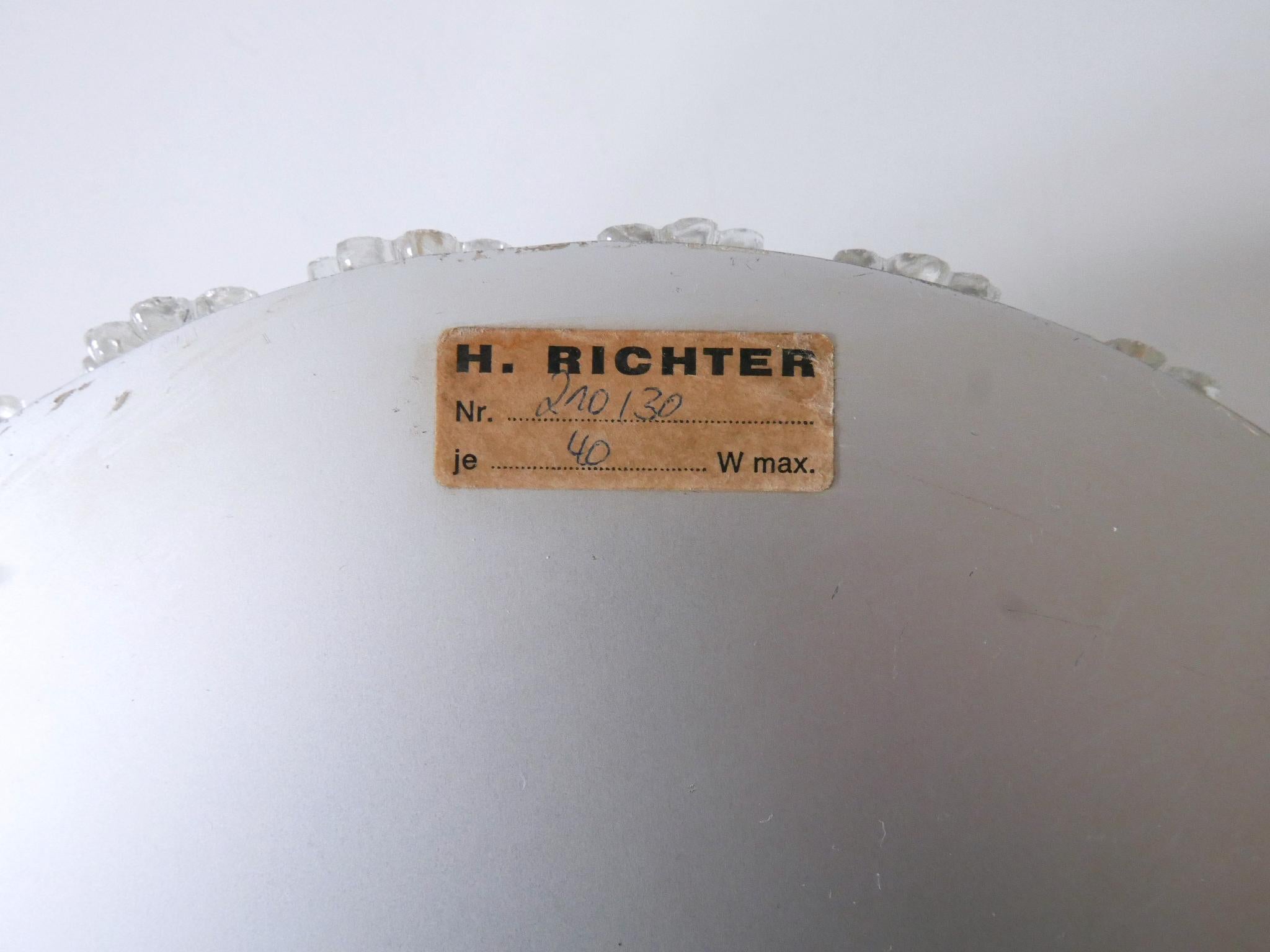 Lovely Mid-Century Modern Glass Flower Flush Mount or Sconce by H. Richter 1950s For Sale 12