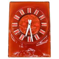 Lovely Mid-Century Modern Glass Wall Clock, 1960s