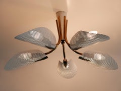 Lovely Mid Century Modern Perforated Metal & Brass Ceiling Lamps Germany 1950s