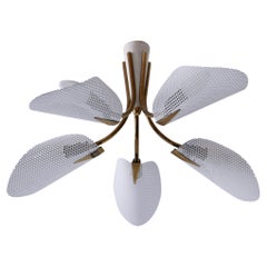 Lovely Mid Century Modern Perforated Metal & Brass Ceiling Lamps Germany 1950s