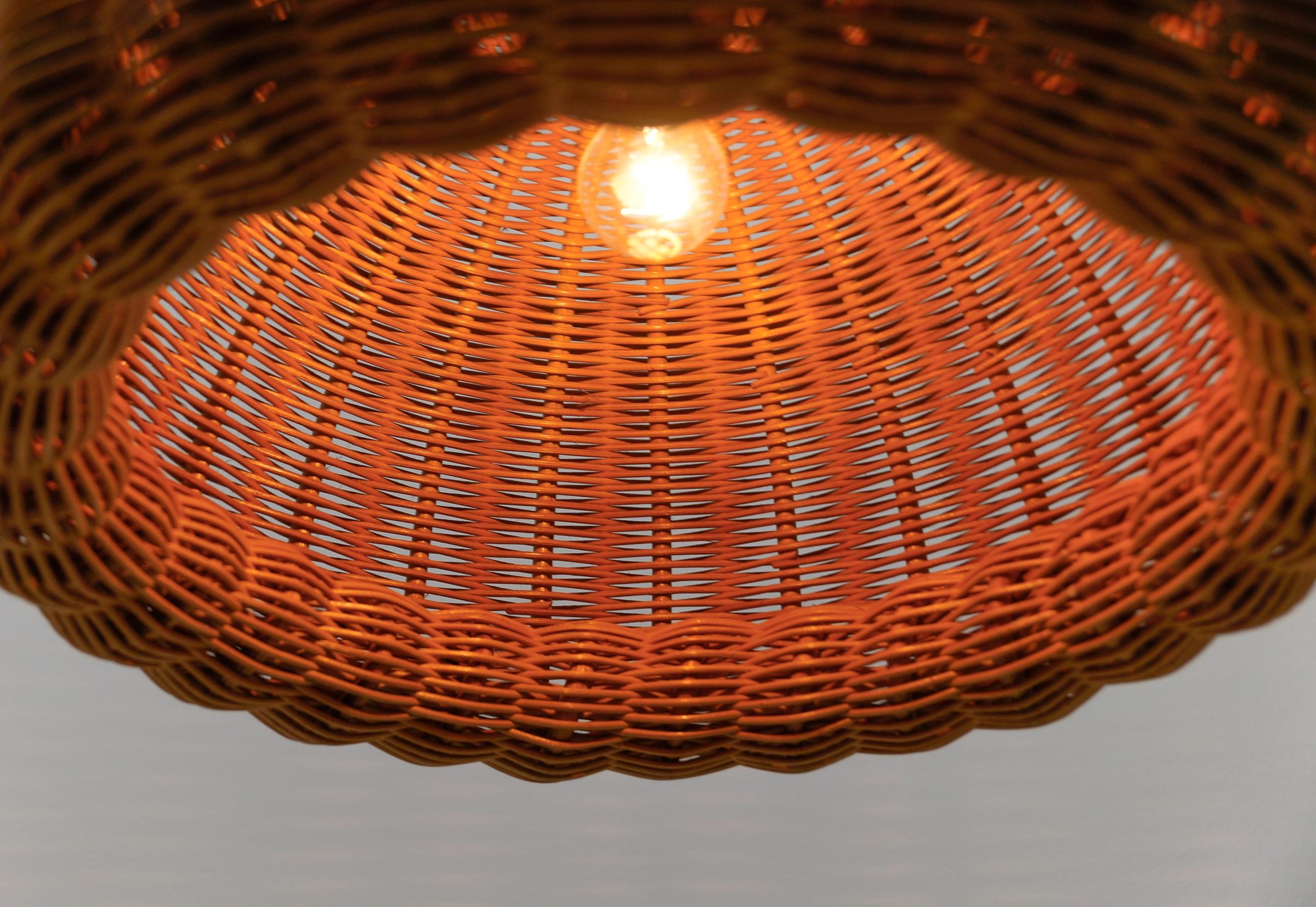 Lovely Mid-Century Modern Rattan Wicker Pendant Light, 1960s Italy 5