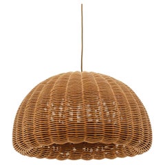 Lovely Mid-Century Modern Rattan Wicker Pendant Light, 1960s Italy