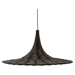 Lovely Mid-Century Modern Rattan Wicker Tulip Ceiling Lamp, 1960s