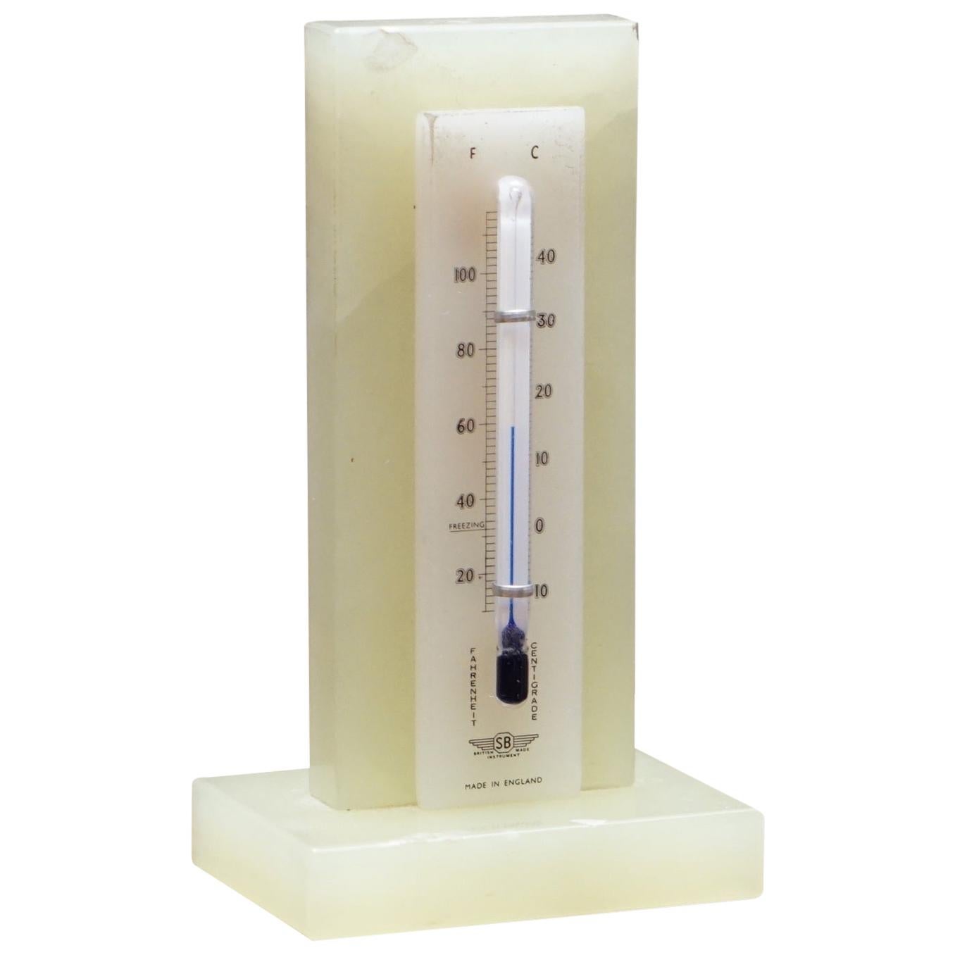 Schöne Mid-Century Modern SB Onyx Barometer Shortland Braun Hergestellt in England im Angebot