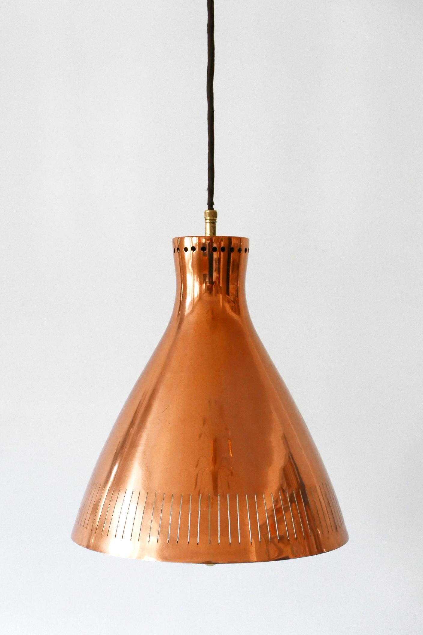 Mid-Century Modern Copper Pendant Lamp by Vereinigte Werkstätten 1960s Germany For Sale 4