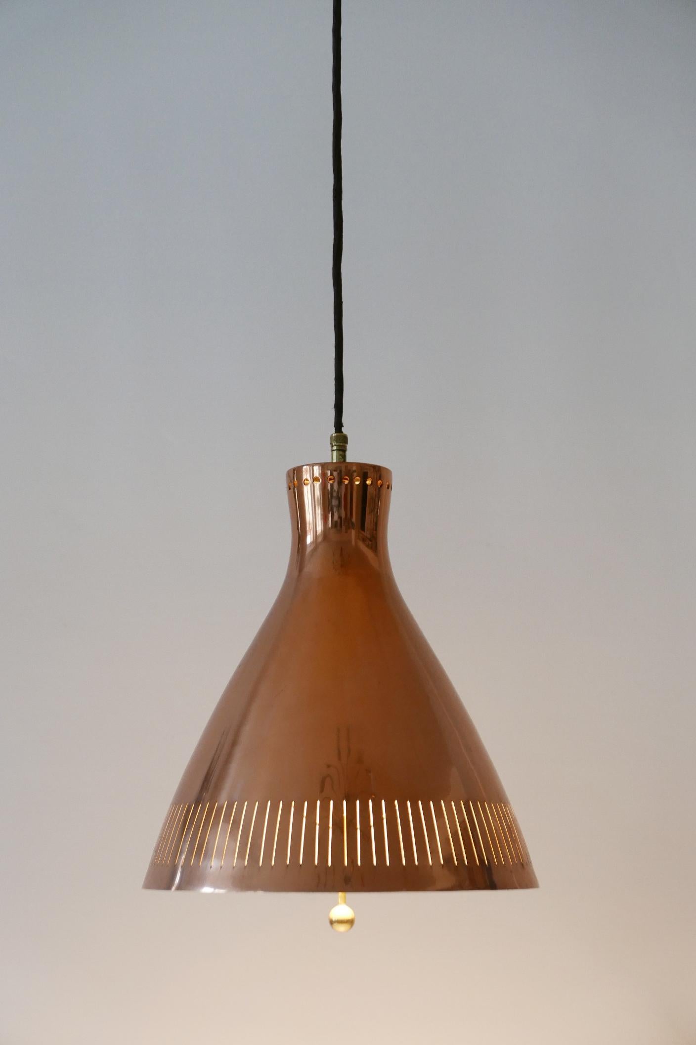 Mid-Century Modern Copper Pendant Lamp by Vereinigte Werkstätten 1960s Germany For Sale 5