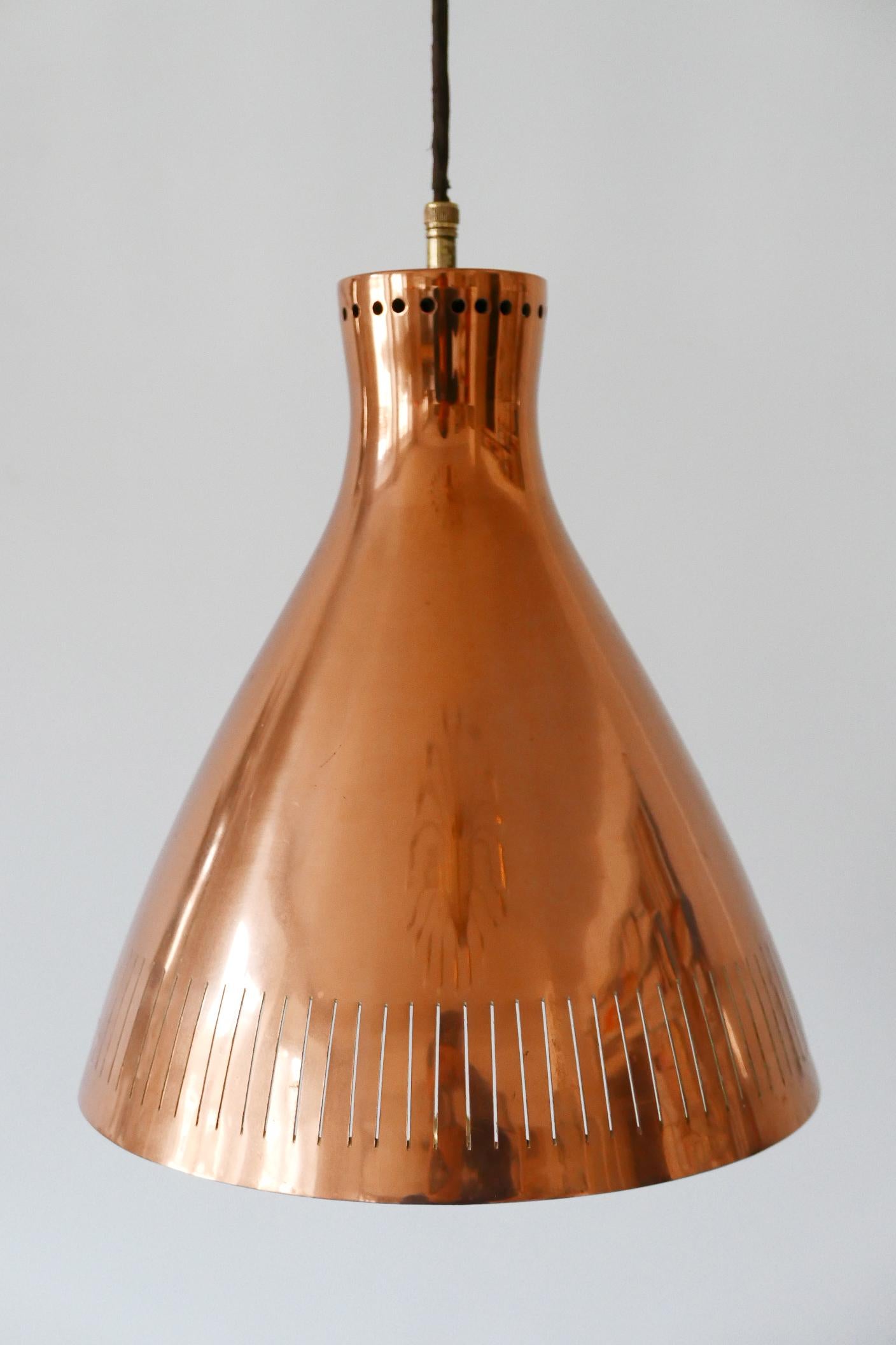 Mid-Century Modern Copper Pendant Lamp by Vereinigte Werkstätten 1960s Germany For Sale 6