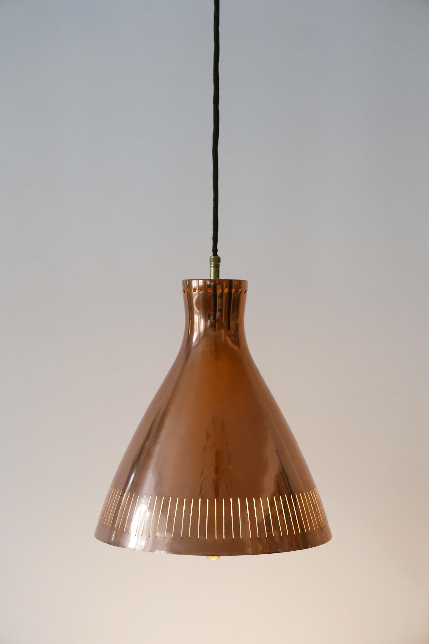 Mid-Century Modern Copper Pendant Lamp by Vereinigte Werkstätten 1960s Germany For Sale 7