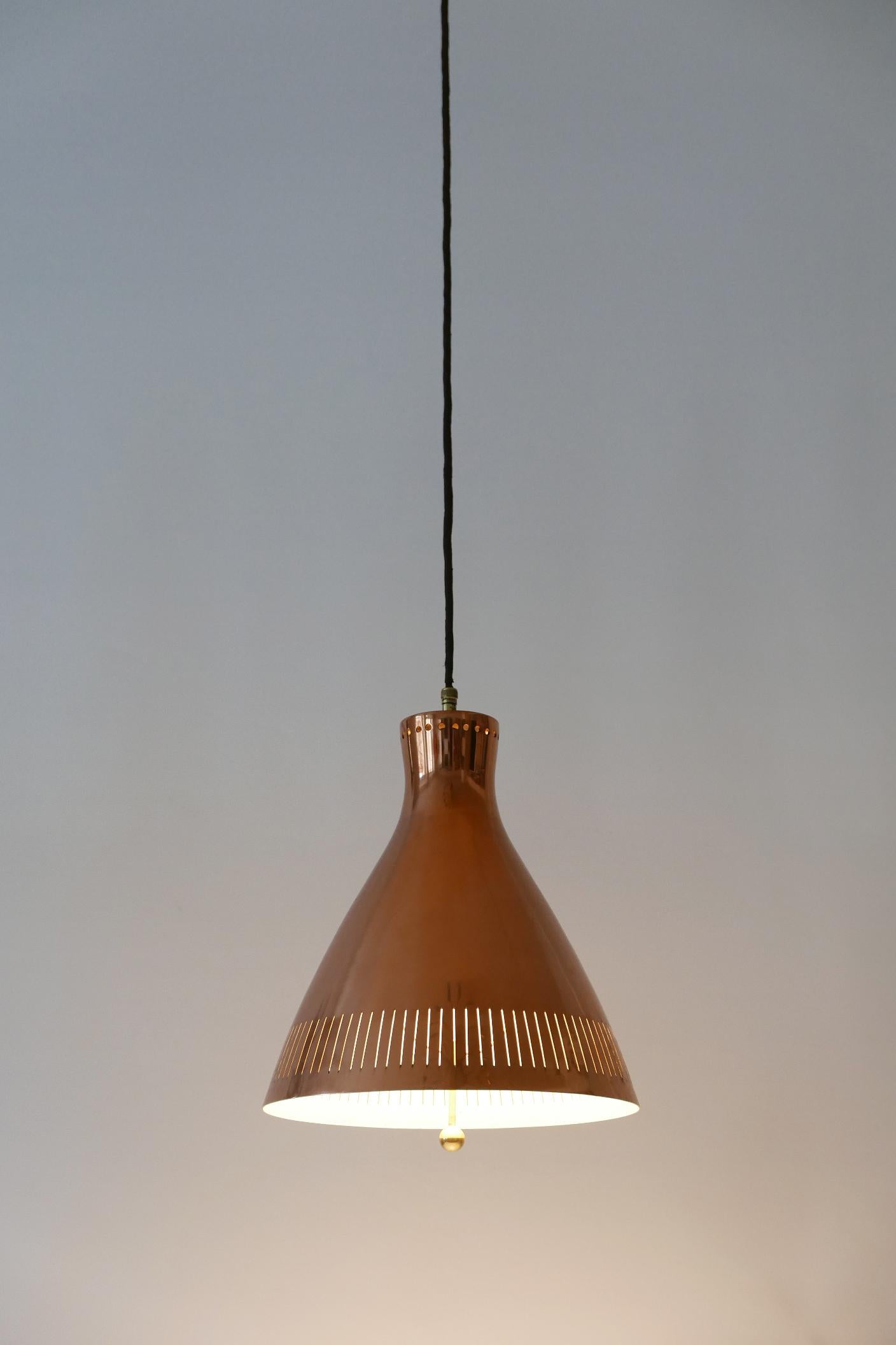 Mid-Century Modern Copper Pendant Lamp by Vereinigte Werkstätten 1960s Germany For Sale 8