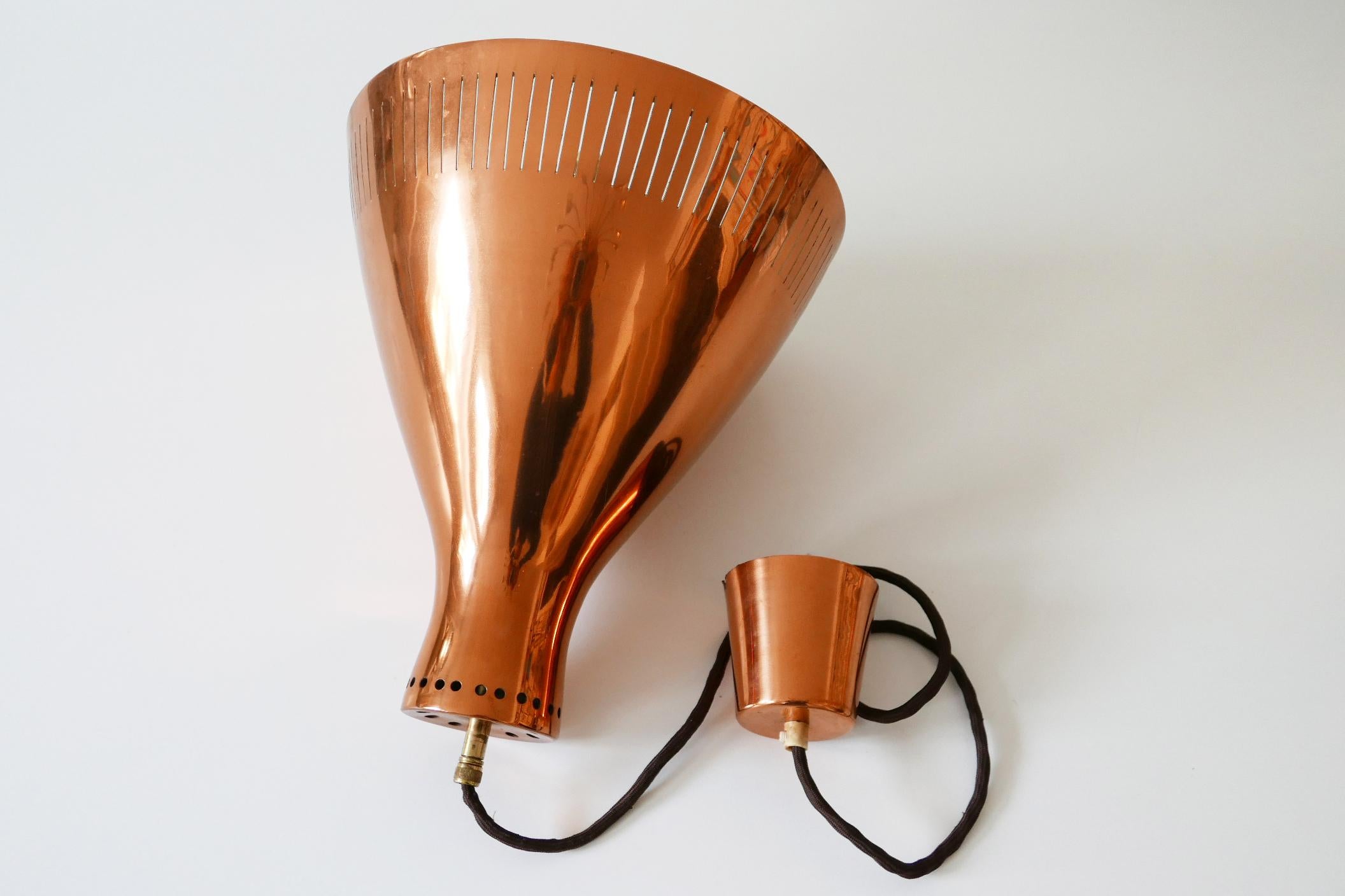 Mid-Century Modern Copper Pendant Lamp by Vereinigte Werkstätten 1960s Germany For Sale 9