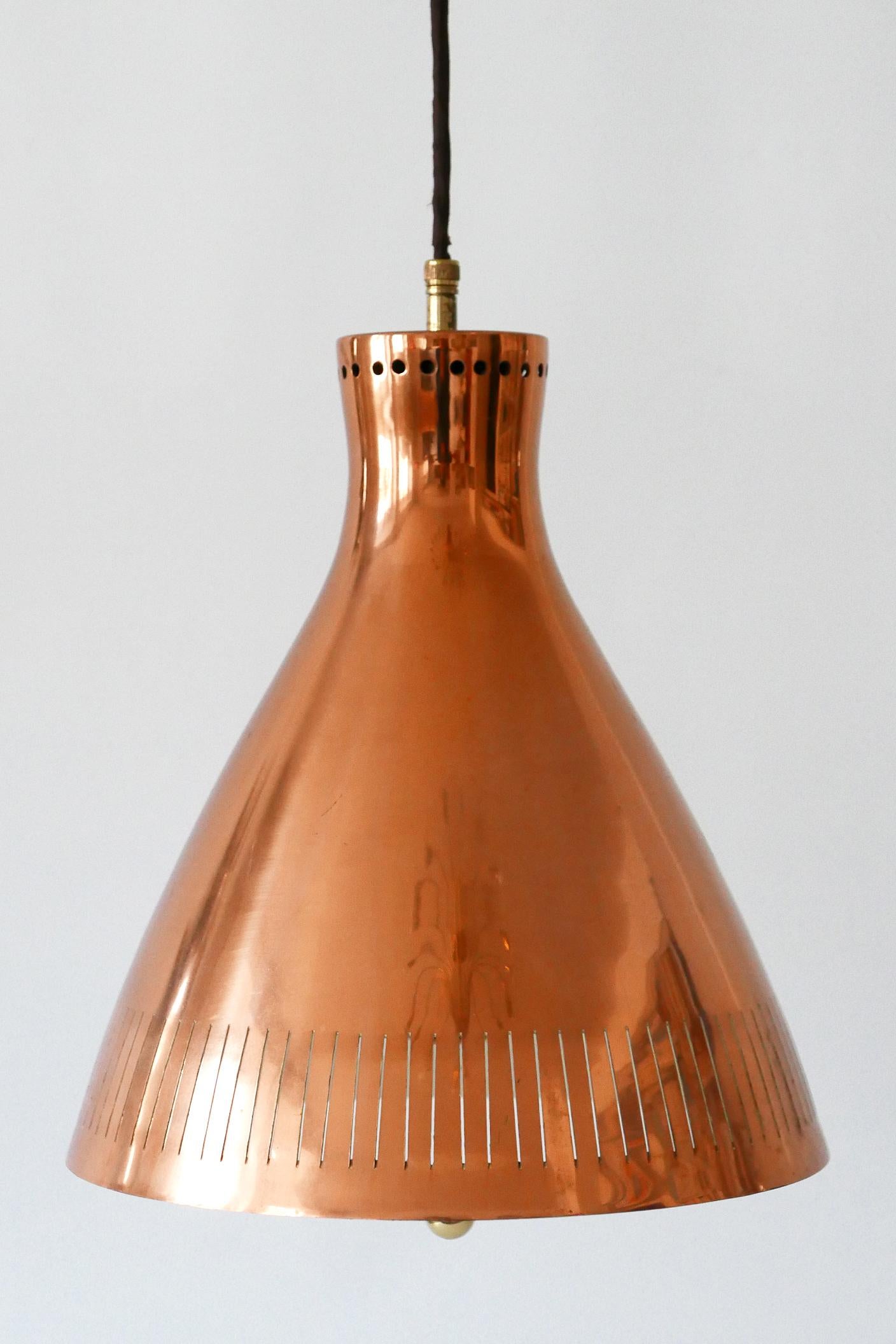 Mid-Century Modern Copper Pendant Lamp by Vereinigte Werkstätten 1960s Germany For Sale 1