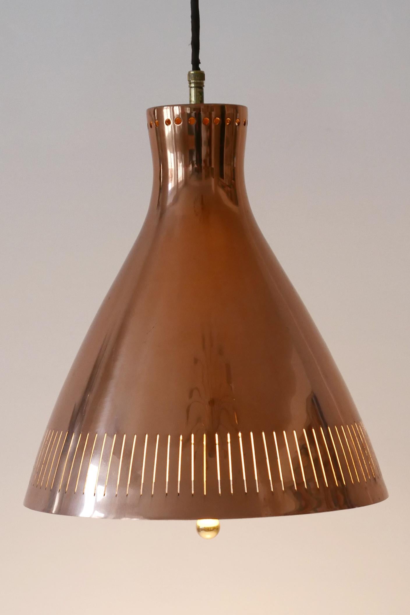 Mid-Century Modern Copper Pendant Lamp by Vereinigte Werkstätten 1960s Germany For Sale 2