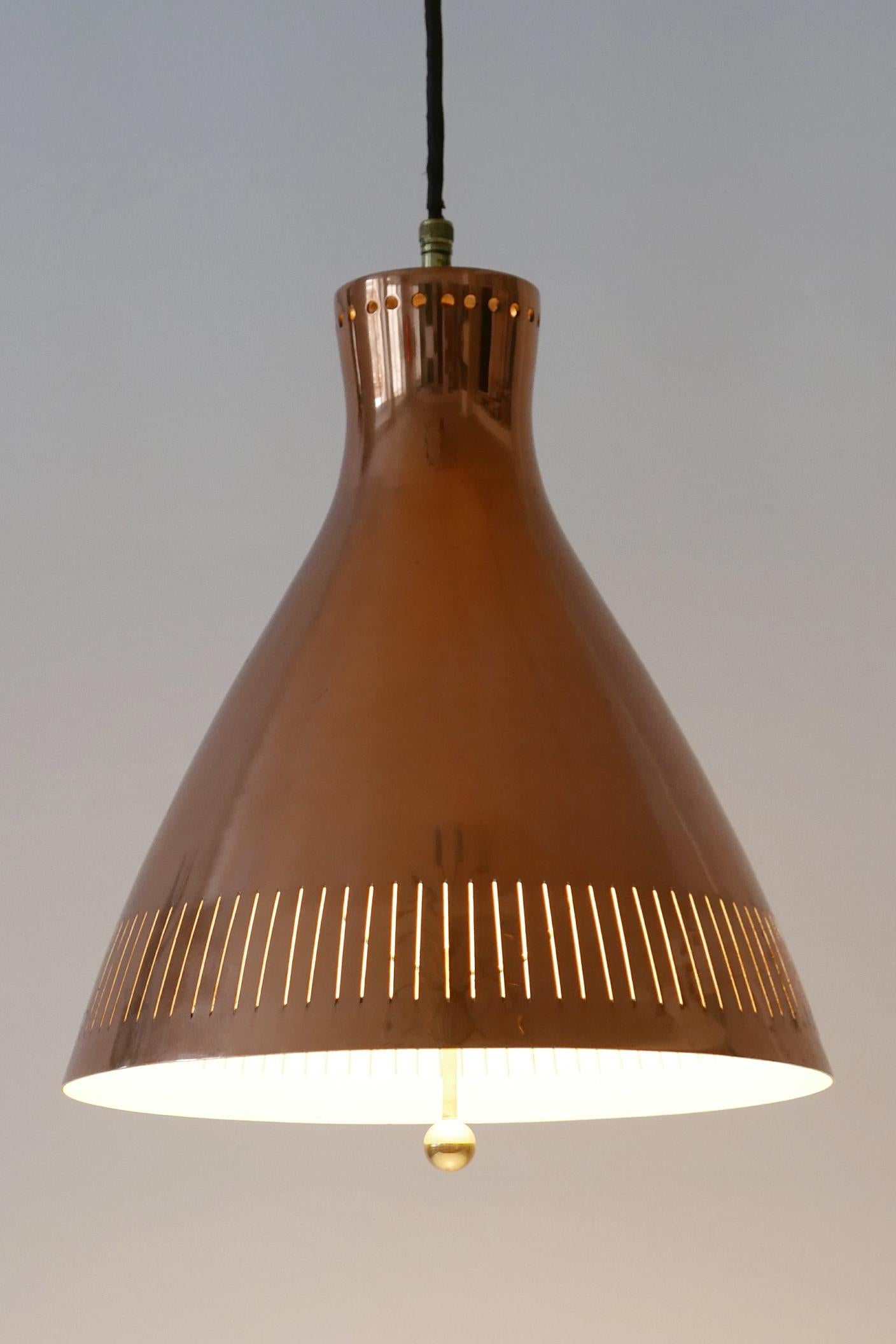 Mid-Century Modern Copper Pendant Lamp by Vereinigte Werkstätten 1960s Germany For Sale 3