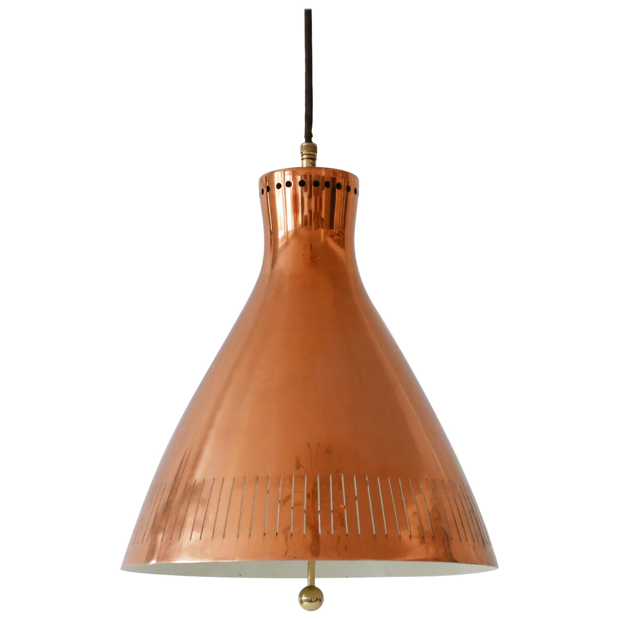 Mid-Century Modern Copper Pendant Lamp by Vereinigte Werkstätten 1960s Germany For Sale