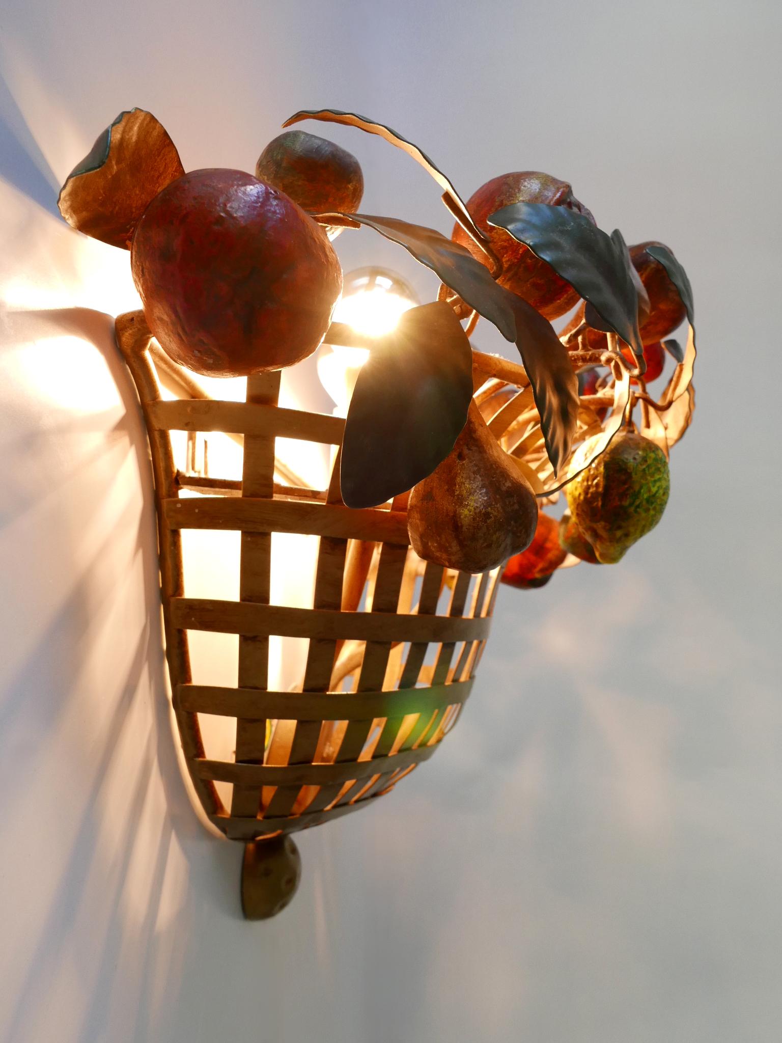 Lovely Mid-Century Modern Sconce Fruit Basket by Lucienne Monique Italy, 1960s For Sale 3