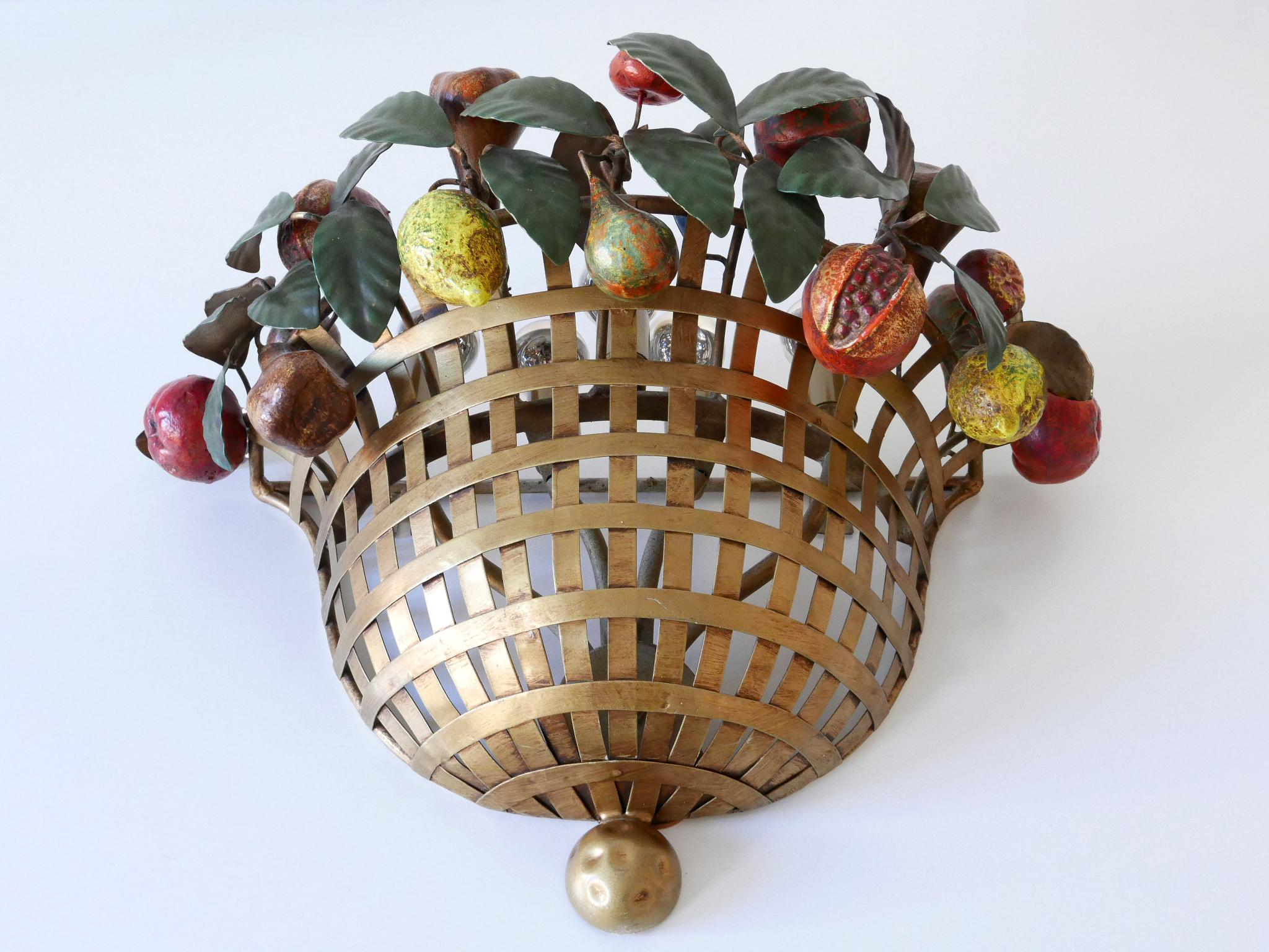 Lovely Mid-Century Modern Sconce Fruit Basket by Lucienne Monique Italy, 1960s For Sale 6