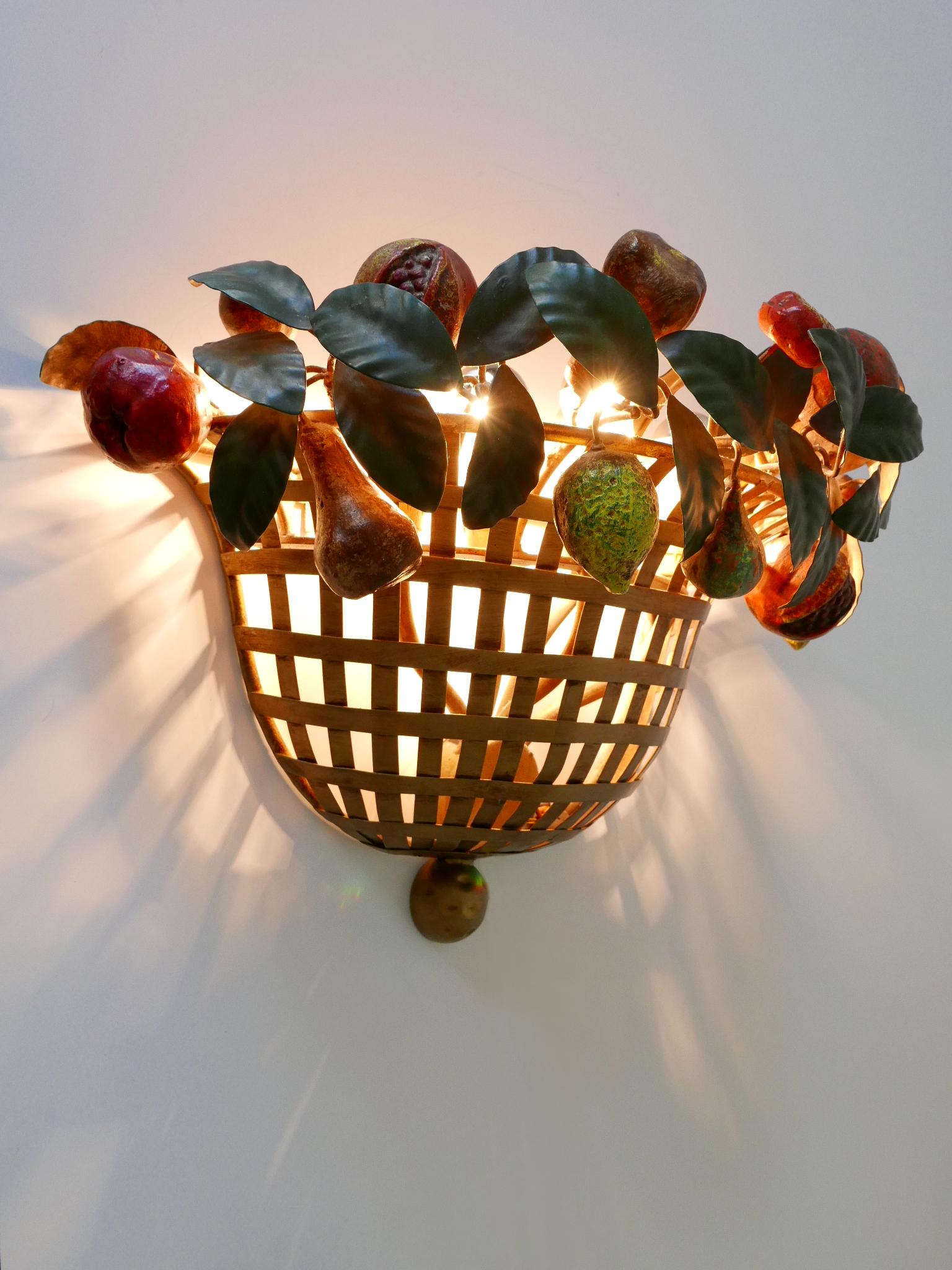Mid-20th Century Lovely Mid-Century Modern Sconce Fruit Basket by Lucienne Monique Italy, 1960s For Sale