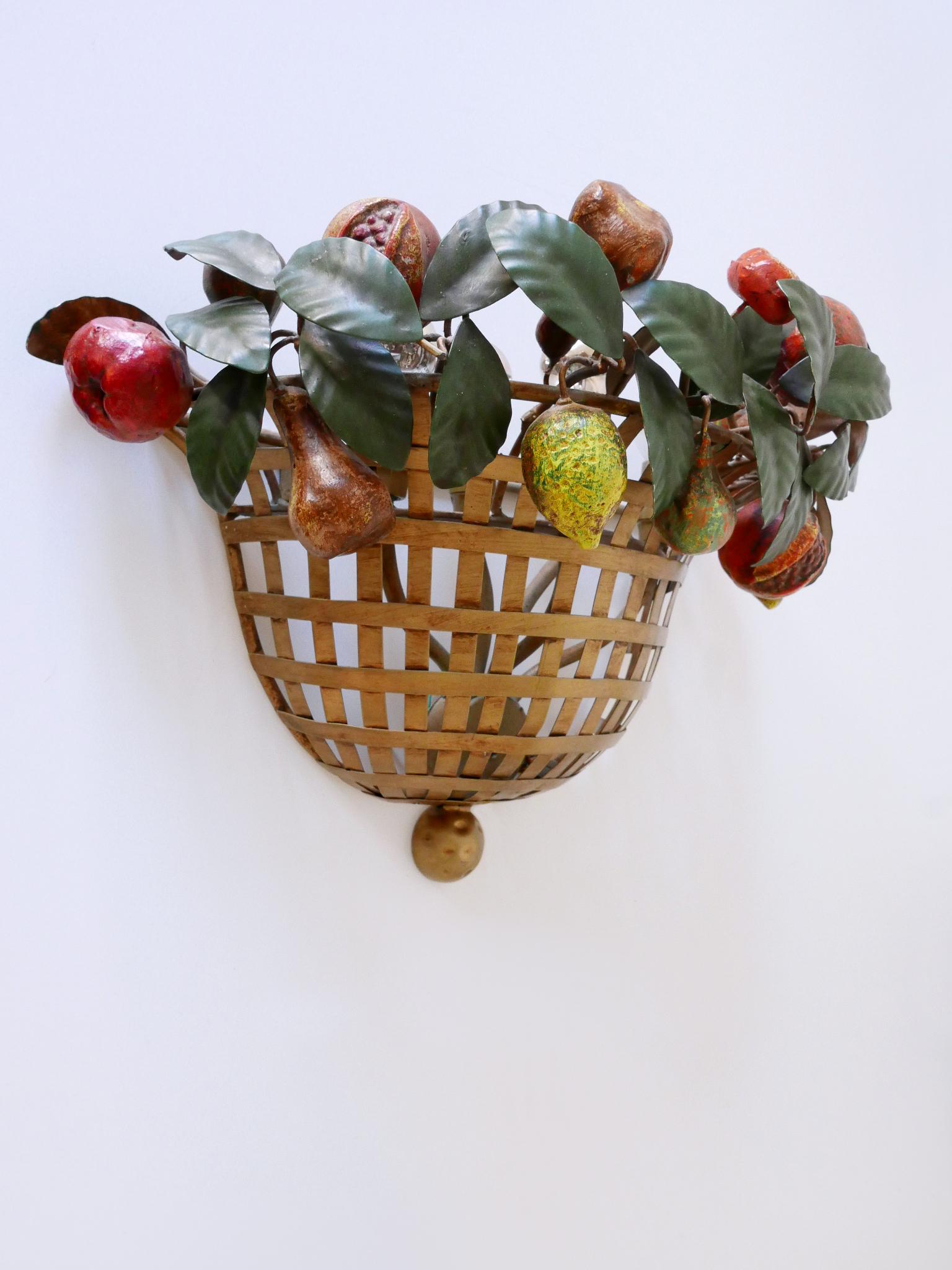 Metal Lovely Mid-Century Modern Sconce Fruit Basket by Lucienne Monique Italy, 1960s For Sale