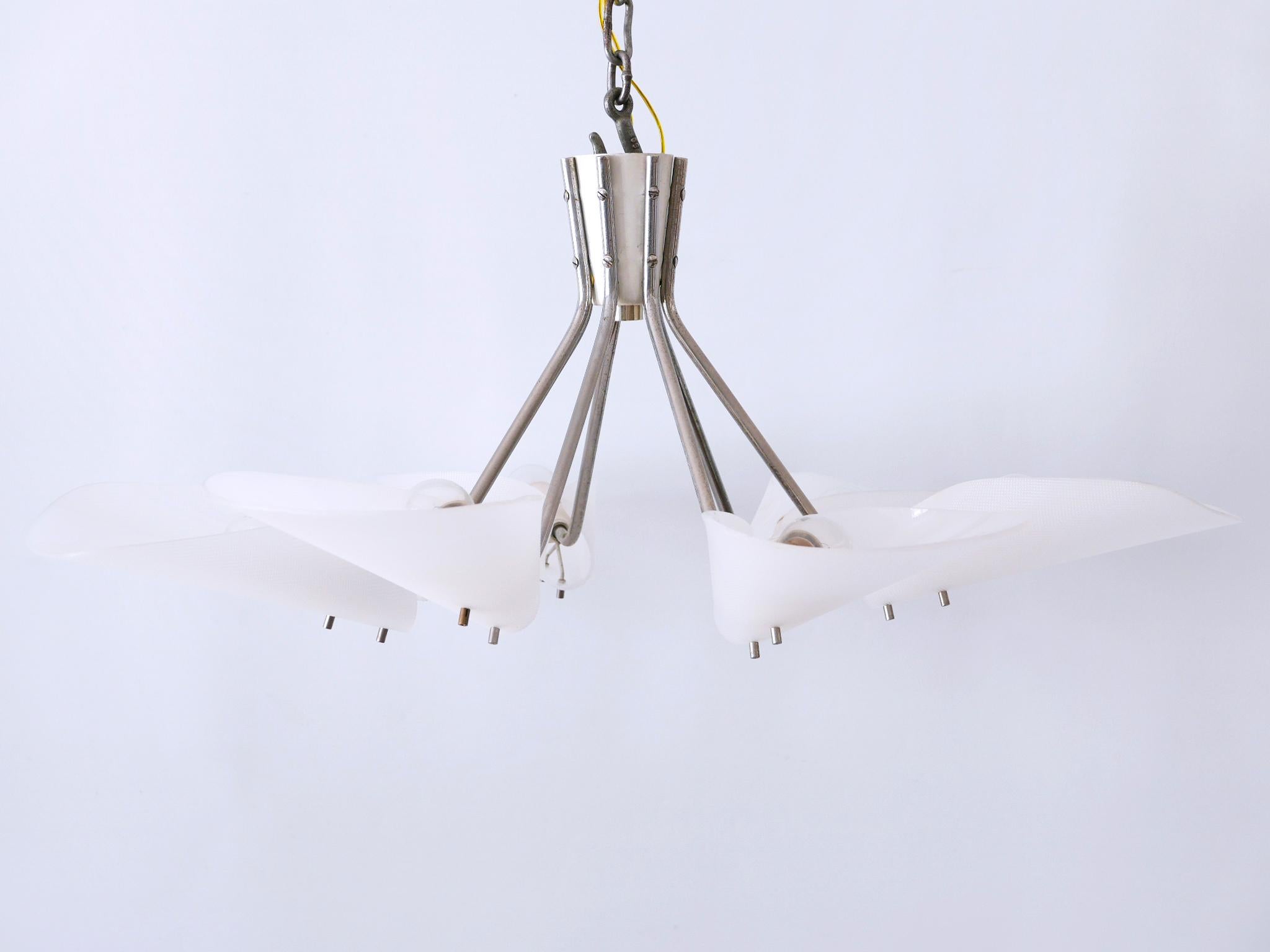 Lovely Mid-Century Modern Seven-Armed Chandelier or Pendant Lamp Germany 1950s For Sale 4