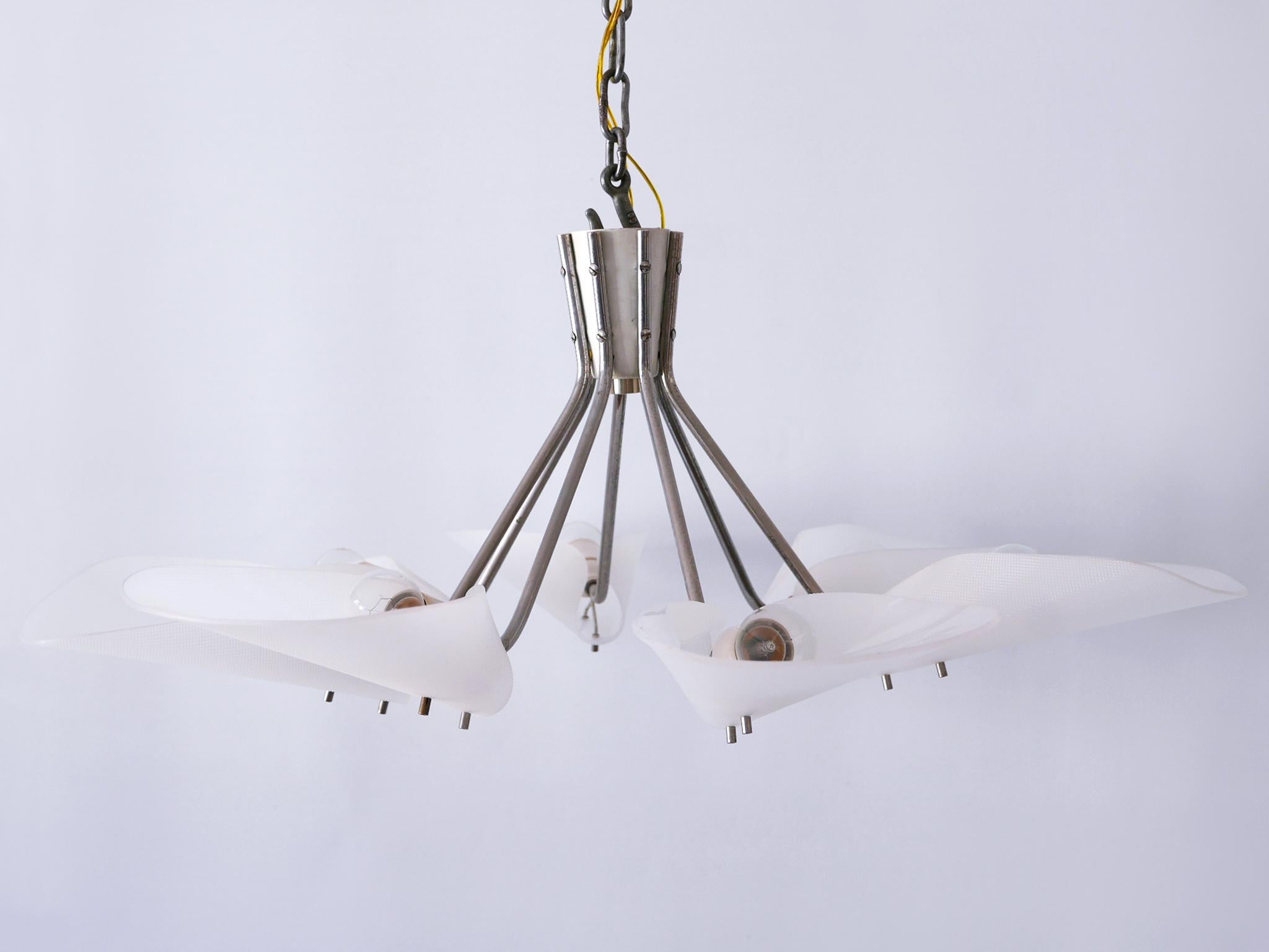 Lovely Mid-Century Modern Seven-Armed Chandelier or Pendant Lamp Germany 1950s For Sale 5