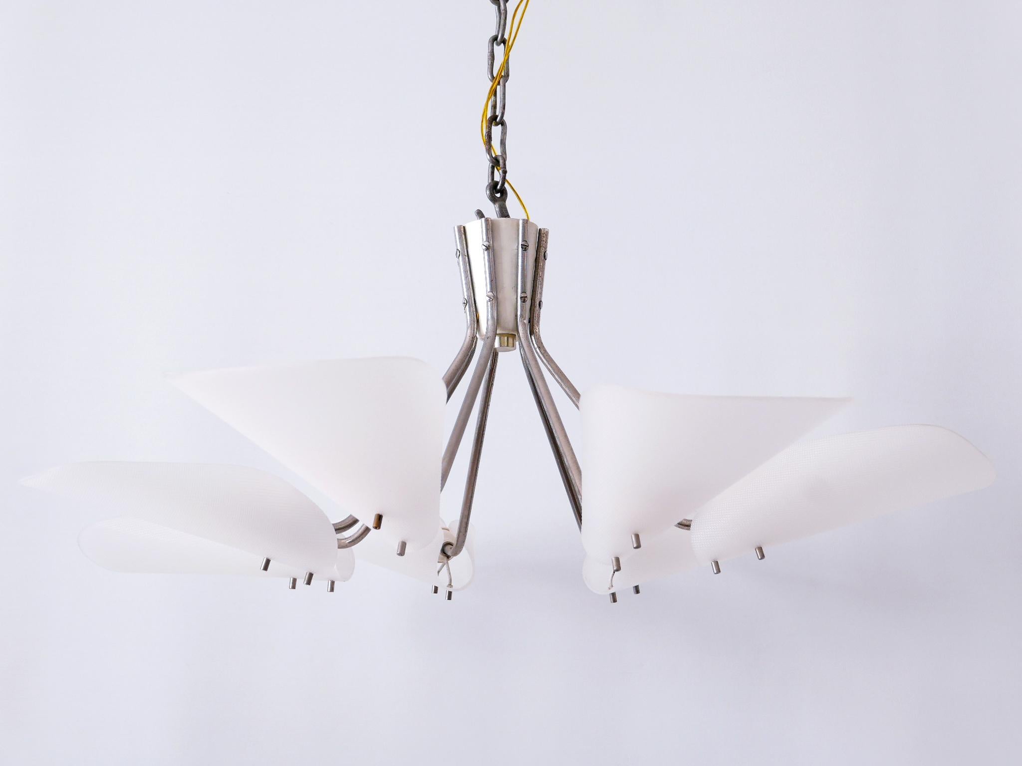 Mid-20th Century Lovely Mid-Century Modern Seven-Armed Chandelier or Pendant Lamp Germany 1950s For Sale
