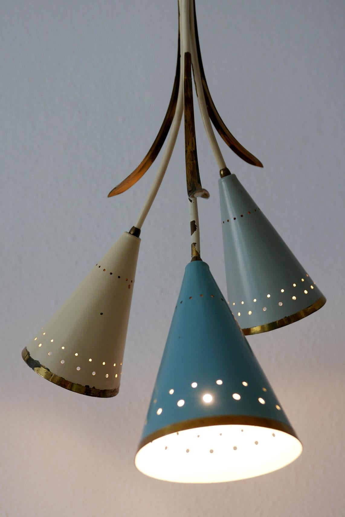 Ravissant lustre ou lampe à suspension Spoutnik moderne du milieu du siècle dernier, années 1950, Allemagne en vente 2