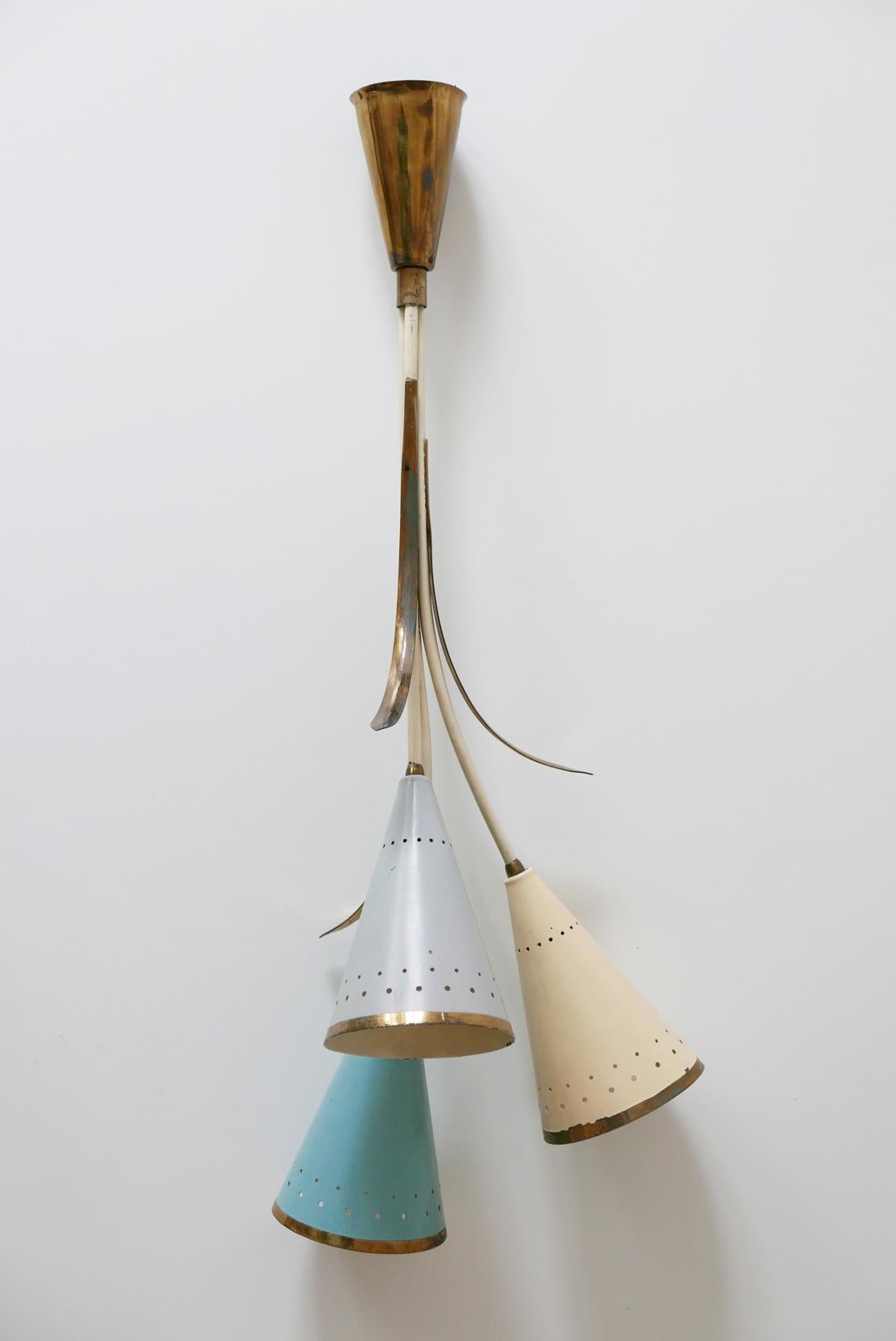Ravissant lustre ou lampe à suspension Spoutnik moderne du milieu du siècle dernier, années 1950, Allemagne en vente 5