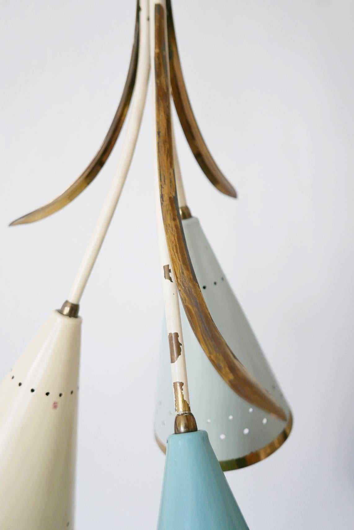 Lovely Mid-Century Modern Sputnik Chandelier or Pendant Lamp, 1950s, Germany For Sale 12