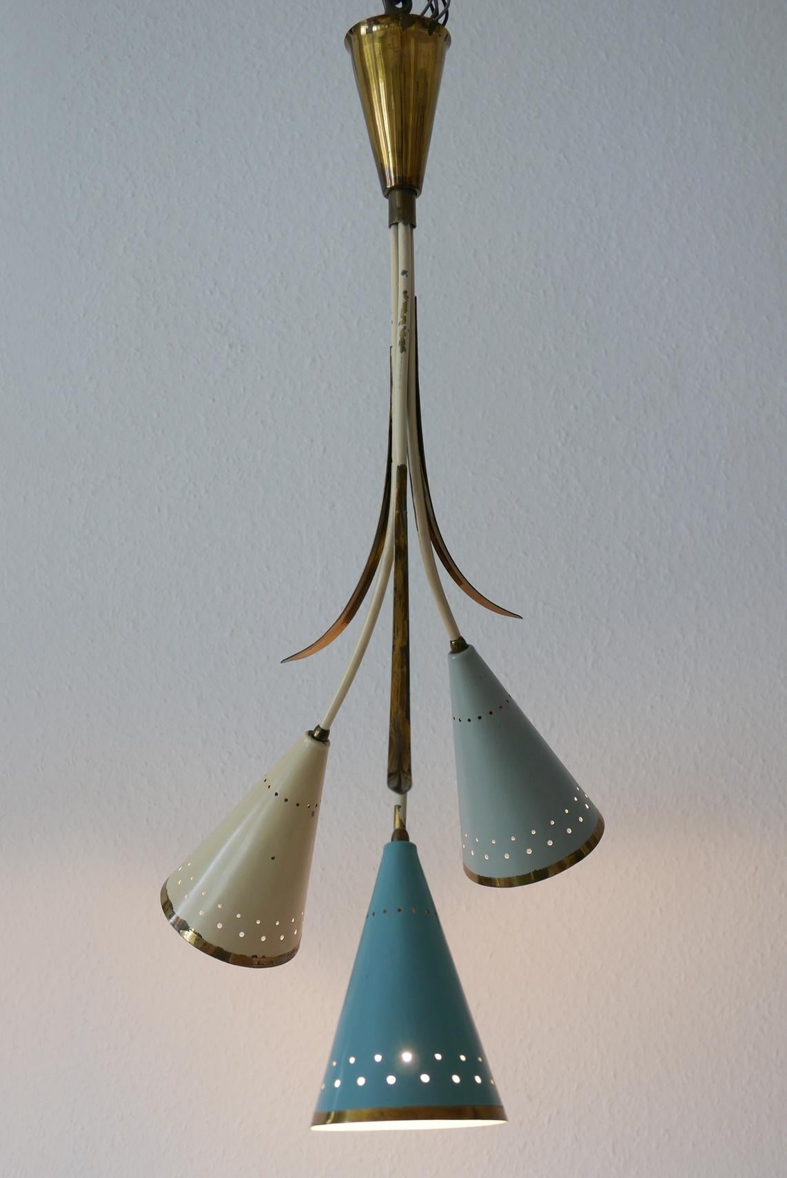 Enameled Lovely Mid-Century Modern Sputnik Chandelier or Pendant Lamp, 1950s, Germany For Sale