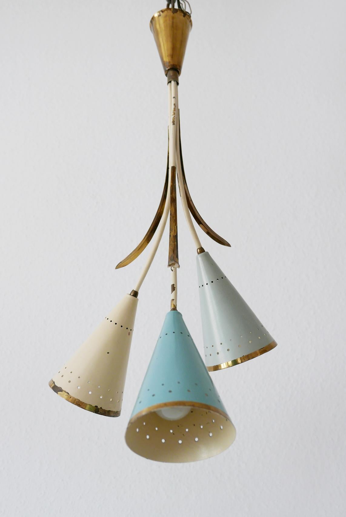 Brass Lovely Mid-Century Modern Sputnik Chandelier or Pendant Lamp, 1950s, Germany For Sale