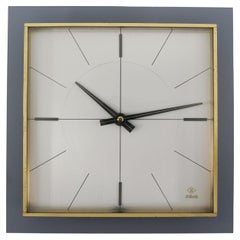 Lovely Mid-Century Modern Wall Clock by Telenorma TN in Brass and Acryl, 1960s