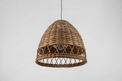 Lovely Mid-Century Modern Wicker Pendant Lamp, 1960s Italy