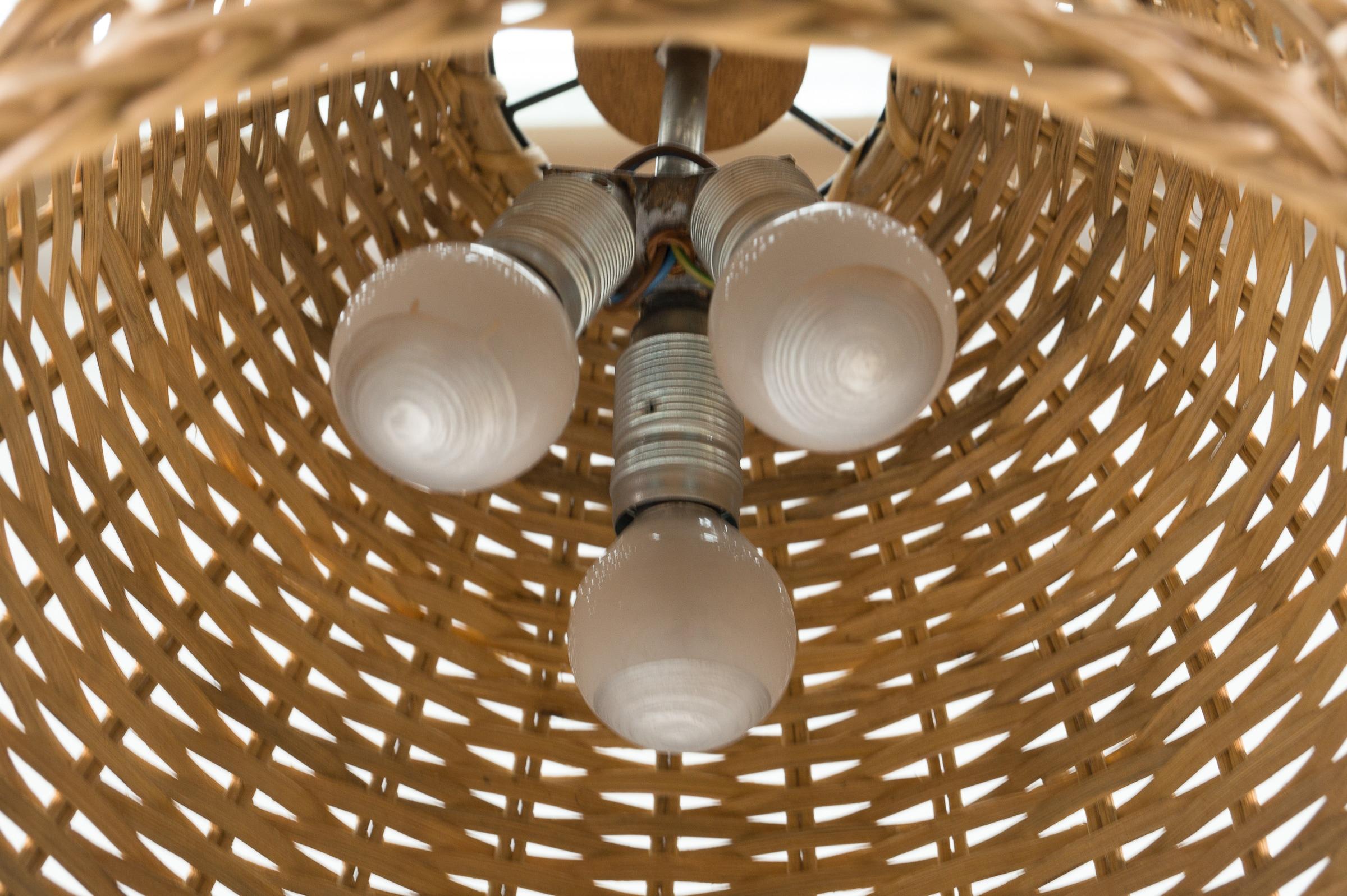 Mid-20th Century Lovely Mid-Century Modern Wicker Pendant Lamp, 1960s Italy For Sale
