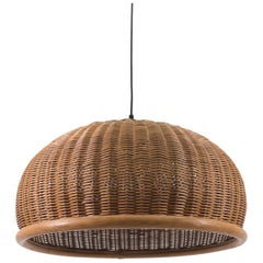 Lovely Mid-Century Modern Wicker Pendant Lamp, 1960s Italy