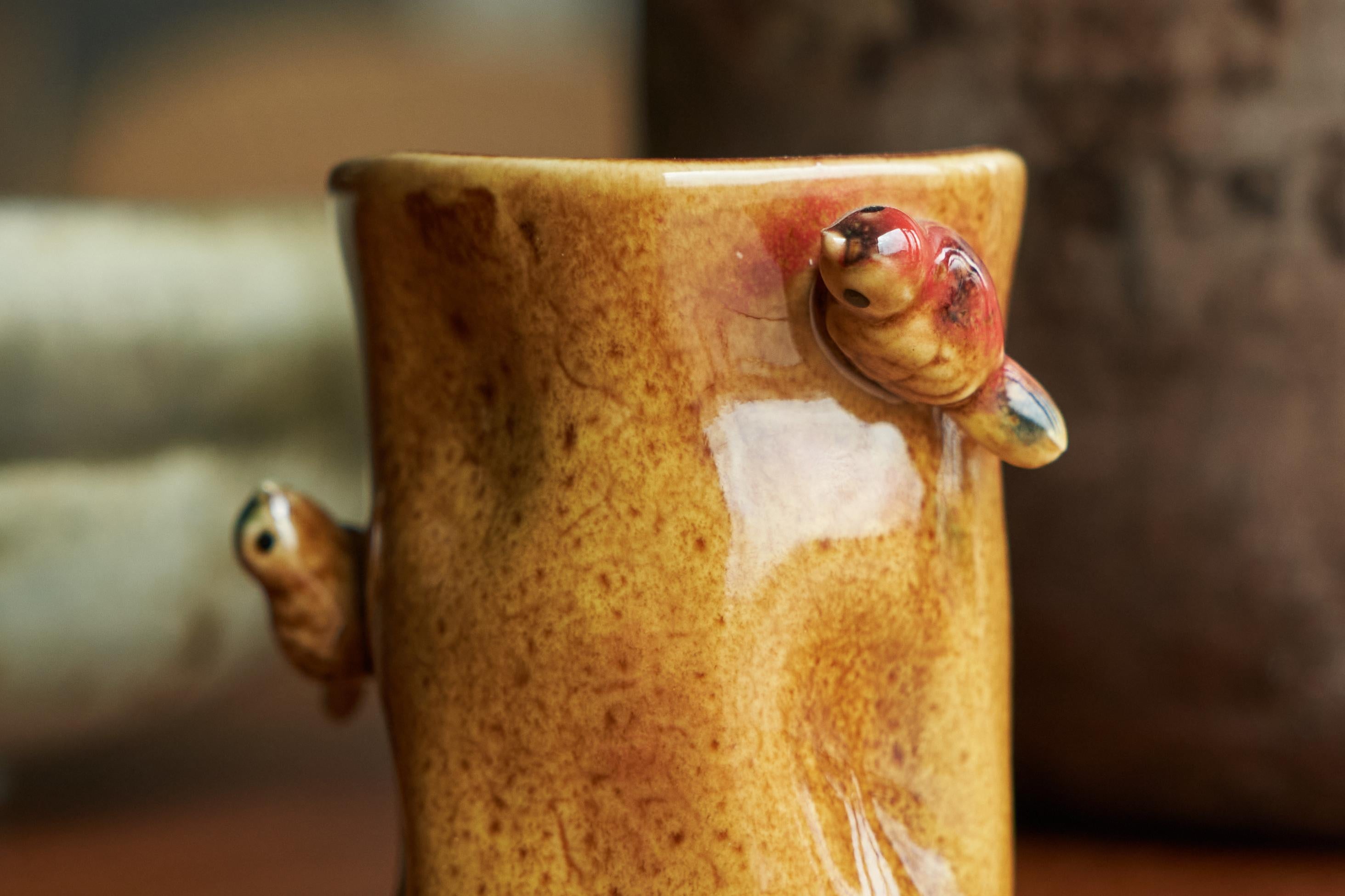Mid-Century Modern Vase à oiseaux en Studio Pottery du milieu du siècle 1960 en vente