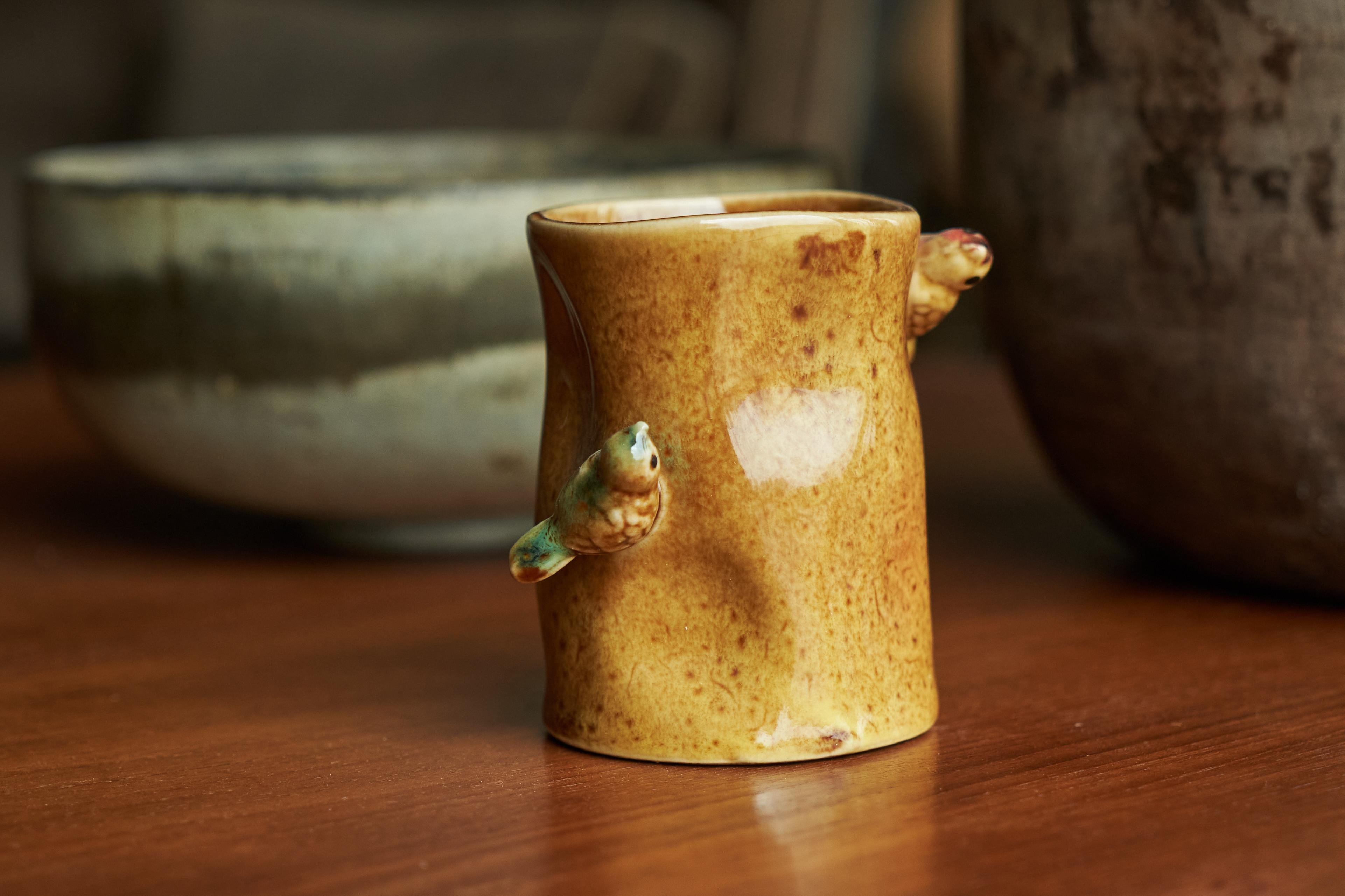Vase à oiseaux en Studio Pottery du milieu du siècle 1960 Bon état - En vente à Meer, VAN