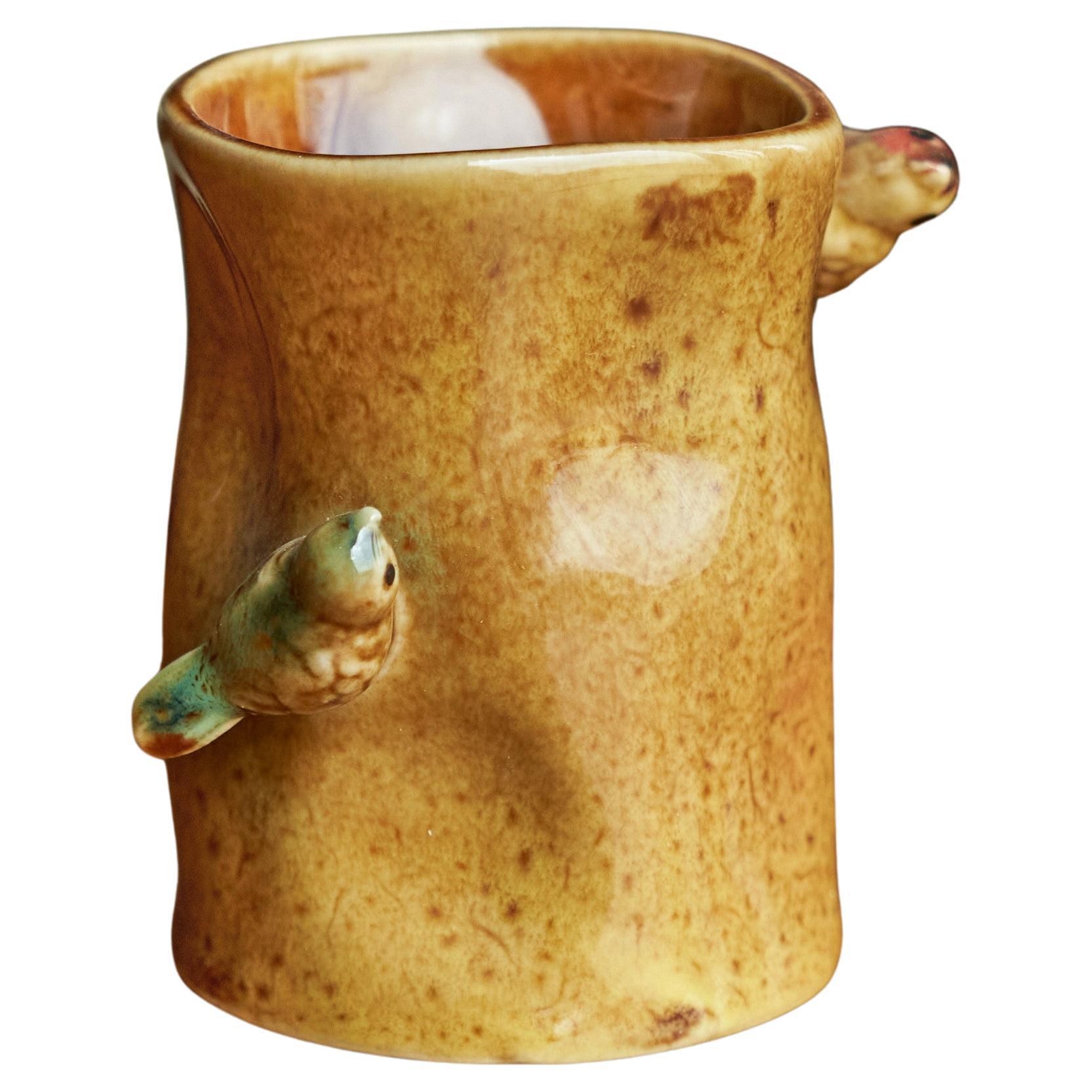 Grazioso vaso di Studio Pottery del Mid Century con uccelli 1960s